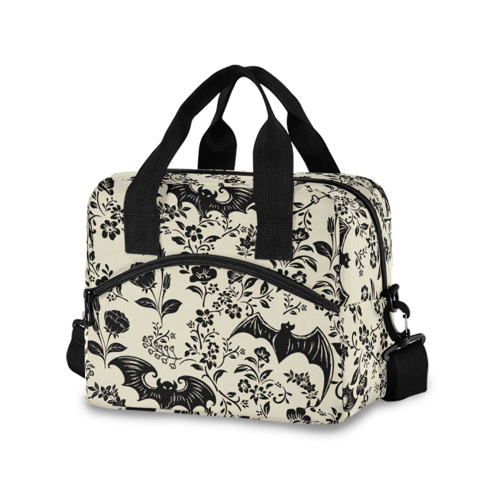 Goth Bat Lunch Bags for Women & Men - Reusable Insulated Lunch Box with Adjustable Shoulder Straps - Tote Lunch Bag for Work, Picnic, School - Perfect for Office, Outdoor Activities & Daily Commute