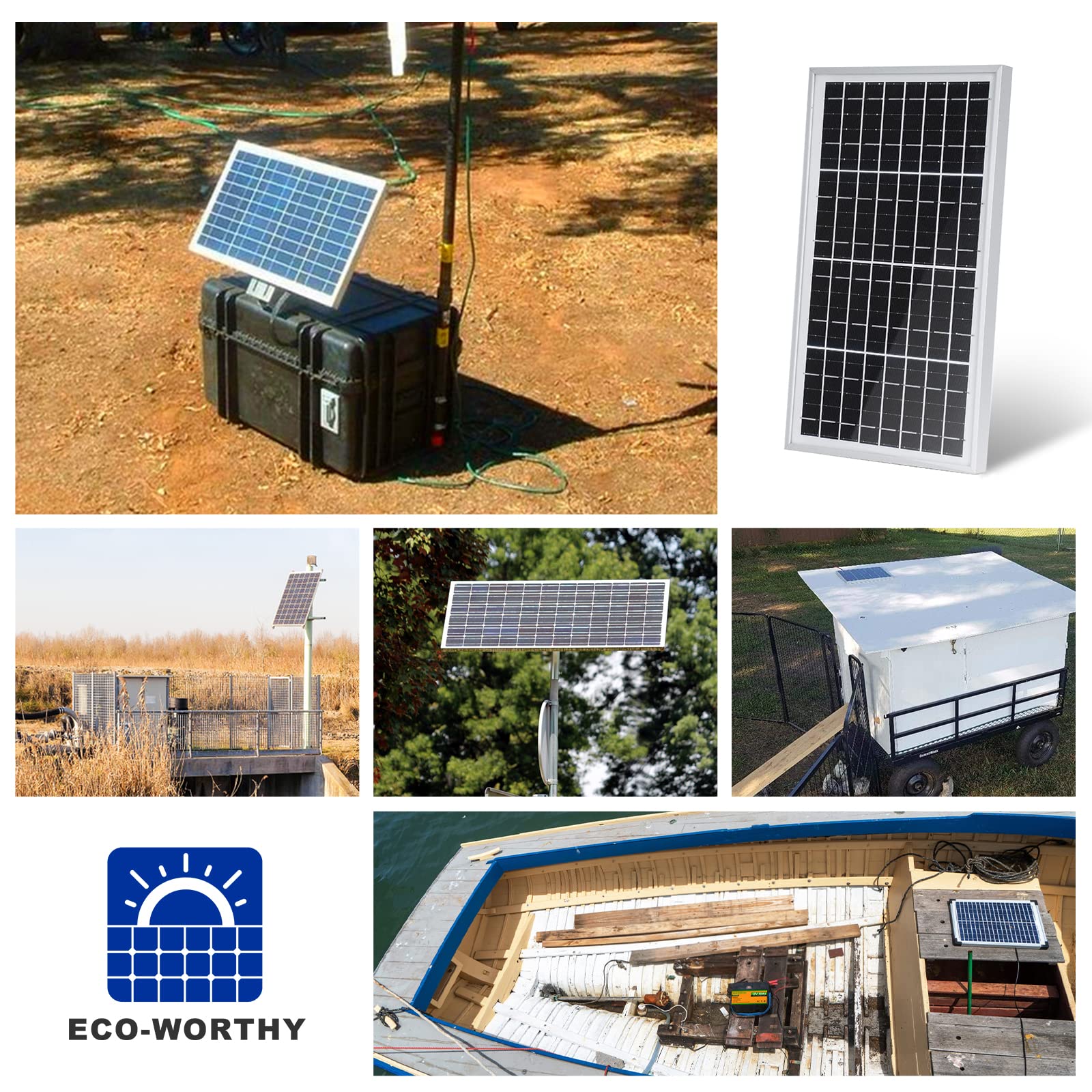 ECO-WORTHY 2 Pack 10W Solar Panels - Portable 12V Solar Battery Charger for Cars, RV, Boat, Gate Openers, Electric Fence & Chicken Coop | Waterproof Outdoor Solar Power Kit for Camping, Off-Grid Living & Emergency Power Backup