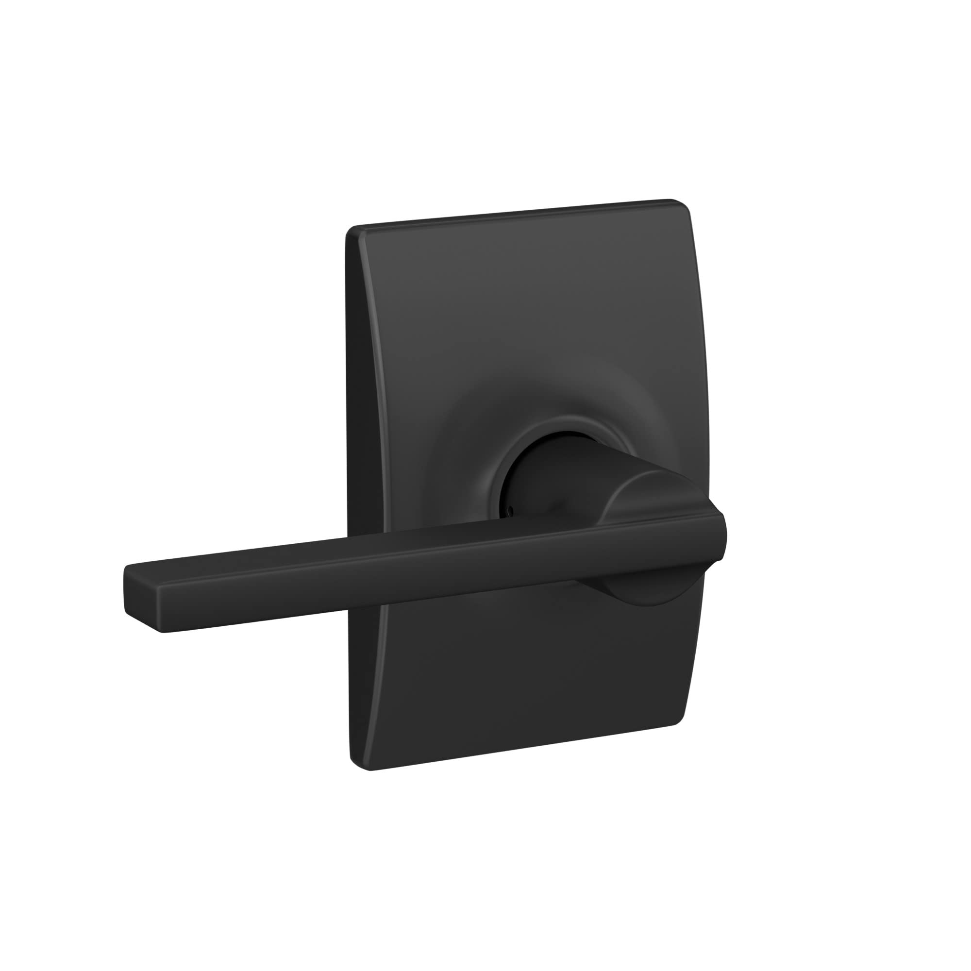 Schlage F10 LAT 622 CEN Latitude Door Lever with Century Trim - Hall & Closet Passage Lock in Matte Black | Secure Interior Doors for Homes & Offices