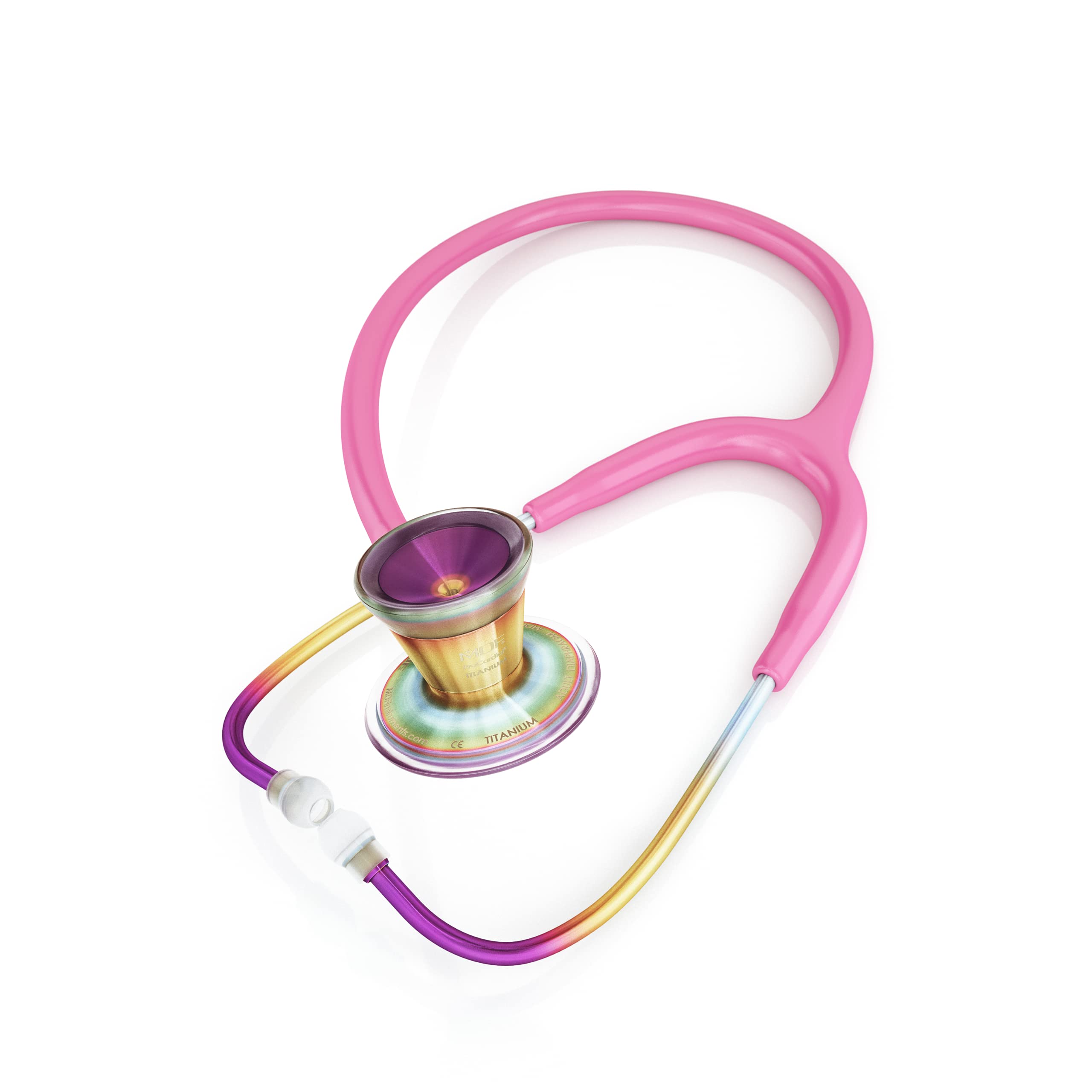 MDF Kaleidoscope ProCardial Cardiology Stethoscope - Lightweight Titanium Dual Head Stethoscope for Adults with Fuchsia Tube & Kaleidoscope Chestpiece (MDF797TKL32) - Ideal for Medical Professionals, Nurses, and Students in Clinical Settings
