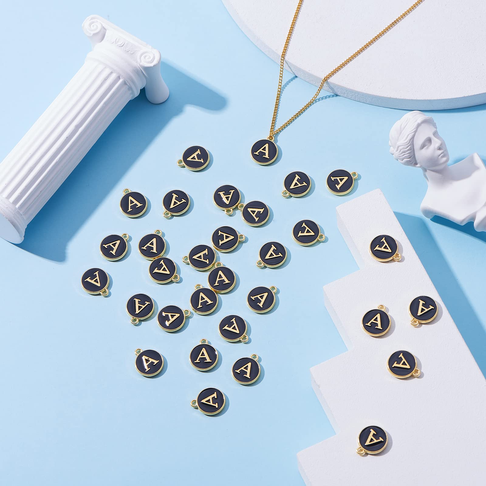 Ornaland 50pcs Double Sided Letter Charms - Initial Alphabet Pendants for DIY Jewelry Making (Bracelet, Necklace, Earrings) - Perfect for Personalized Gifts, Craft Projects & Handmade Accessories