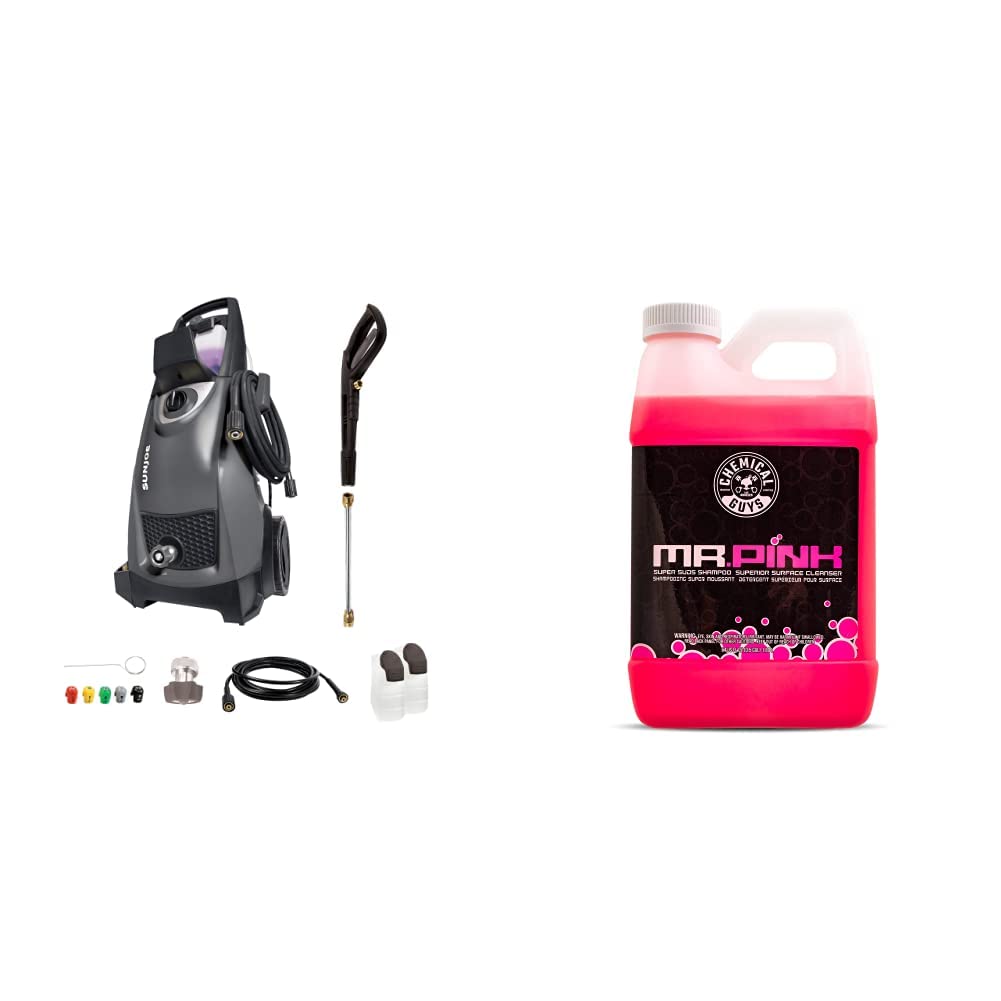**Snow Joe Sun Joe SPX3000-BLK 2030 PSI 1.76 GPM 14.5-Amp Electric Pressure Washer (Black) & Chemical Guys Mr. Pink Foaming Car Wash Soap (1 Gallon, Candy Scent) – Perfect for Home, Driveway, and Vehicle Cleaning**