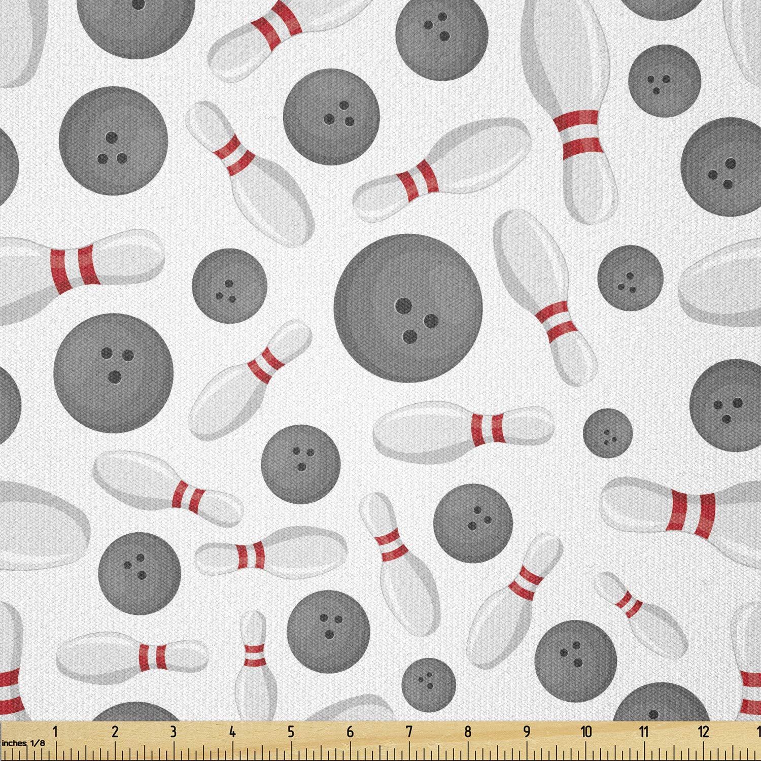 Ambesonne Bowling Themed Stretch Knit Fabric - 10 Yards White Grey for Clothing Sewing & Craft Projects - Perfect for Bowling Shirts, Cosplay Costumes & DIY Home Decor