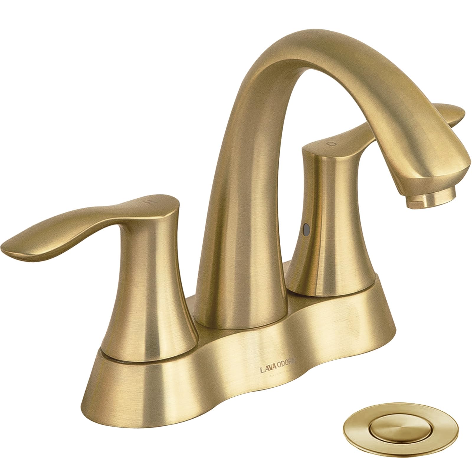 Lava Odoro Gold 4 Inch Centerset Bathroom Sink Faucet - Bronze Gold 2 Handle Vanity Faucet with Drain Assembly, Lead-Free (Model BF423-BB) - Perfect for Modern Bathroom Renovations & Luxury Home Upgrades