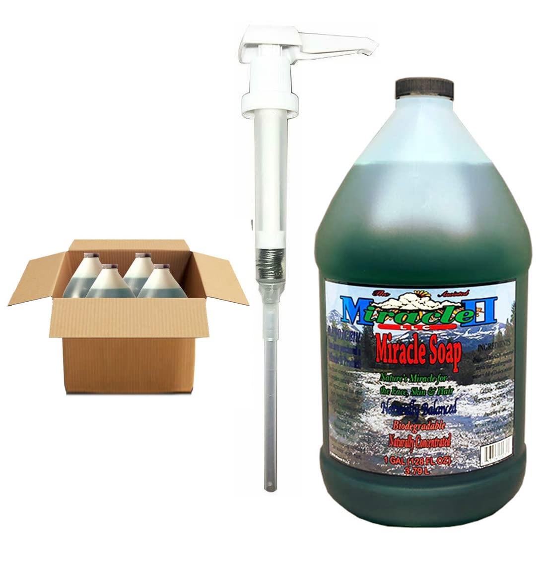 Miracle II Regular Soap - 4 Gallon Bulk Pack with Pump - Natural Cleaning Solution for Home, Business & Industrial Use