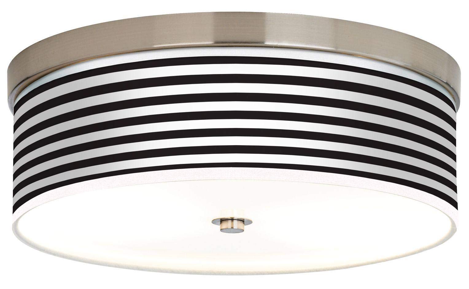 Energy Efficient Black Horizontal Stripe Giclee Ceiling Light with Printed Shade - Modern Home & Office Lighting Fixture for Bedroom, Living Room, Kitchen, and Dining Area