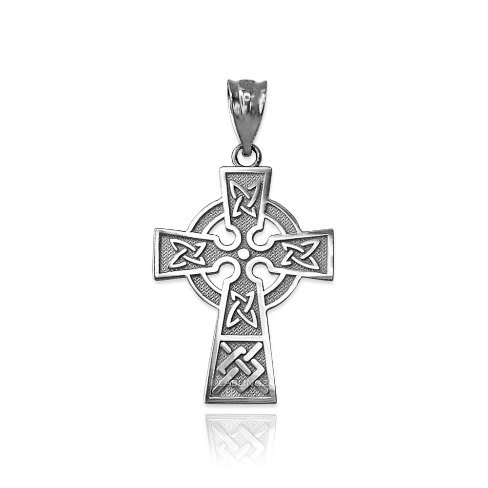 LA BLINGZ Sterling Silver Celtic Cross Charm Necklace - Elegant Religious Jewelry for Women, Perfect for Gifts, Weddings & Everyday Wear