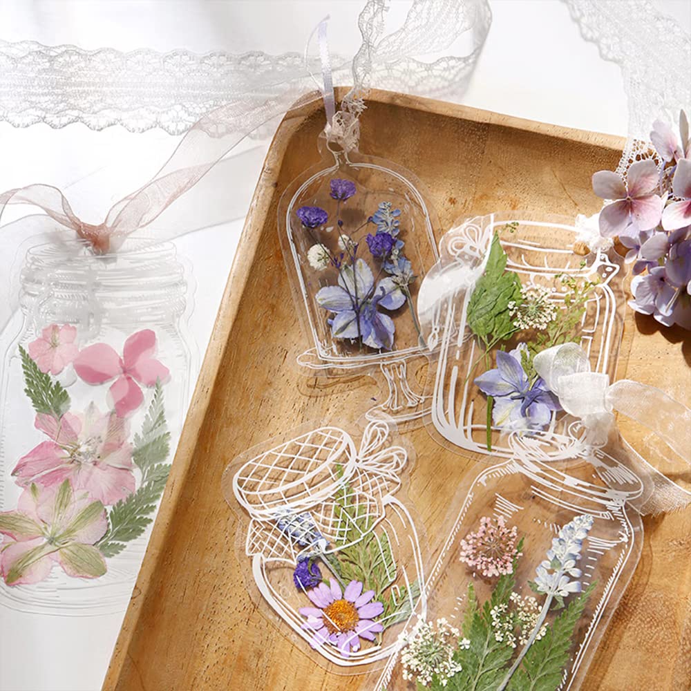 40Pcs Large DIY Transparent Dried Flower Bookmarks - Handmade Floral Bookmark Set for Reading, Journaling, Scrapbooking & Gift Giving - Kaluofan Flower Page Markers for Book Lovers