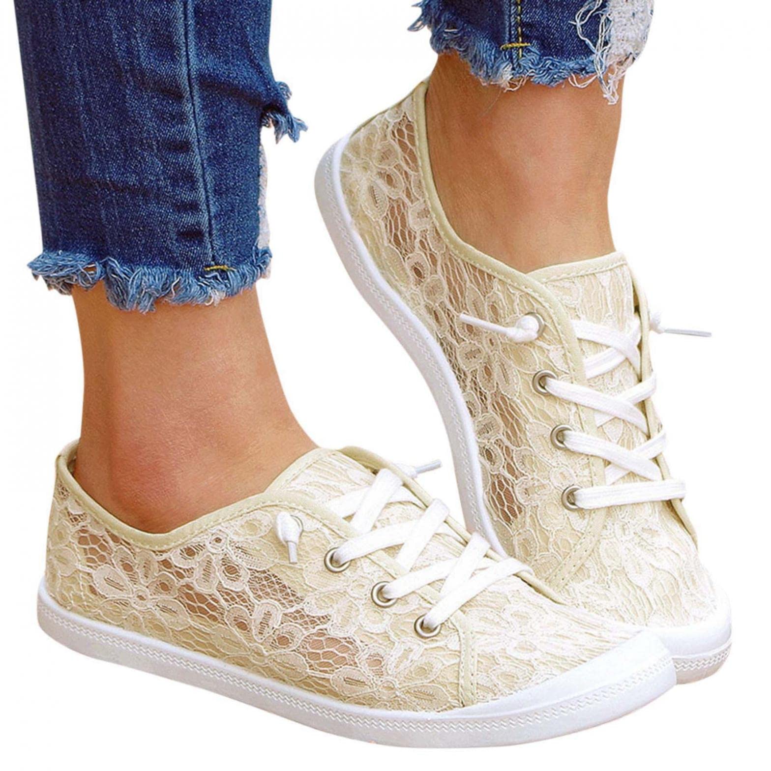 Siilsaa Women's Sneakers - Lightweight Running Shoes for Women, Non-Slip Tennis Shoes with Solid Lace-Up Design | Perfect for Walking, Jogging & Casual Wear