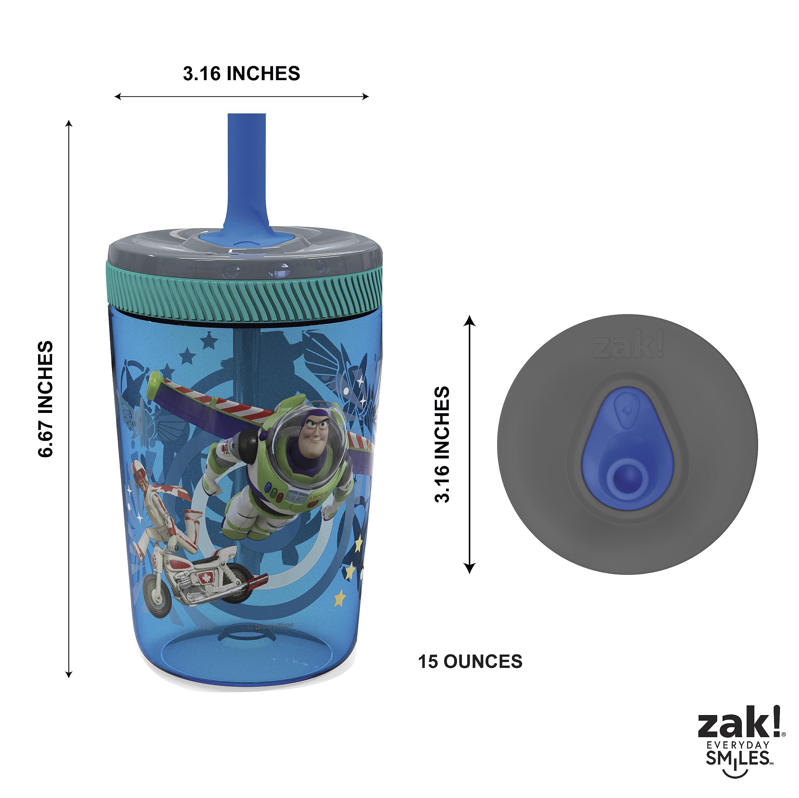 **Zak Designs Kelso 15 oz Tumbler Set (Toy Story 4 - Woody & Buzz 2-Piece Set) - Leak-Proof Toddler Cup with Screw-On Lid & Straw, Durable Plastic & Silicone - Perfect for Kids' Drinks, School, Travel & Outdoor Activities**