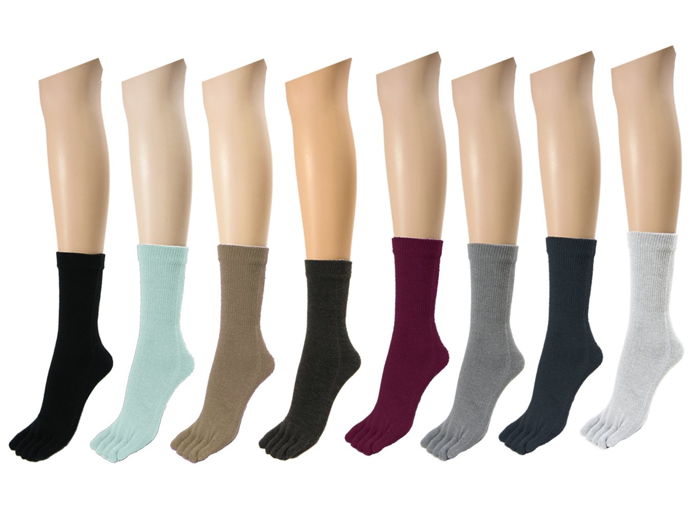 COUVER Men's 5 Toe Socks - Quarter to Mid Calf Length Toed Socks for Running, Yoga & Outdoor Activities - Breathable & Comfortable Toe Separator Socks