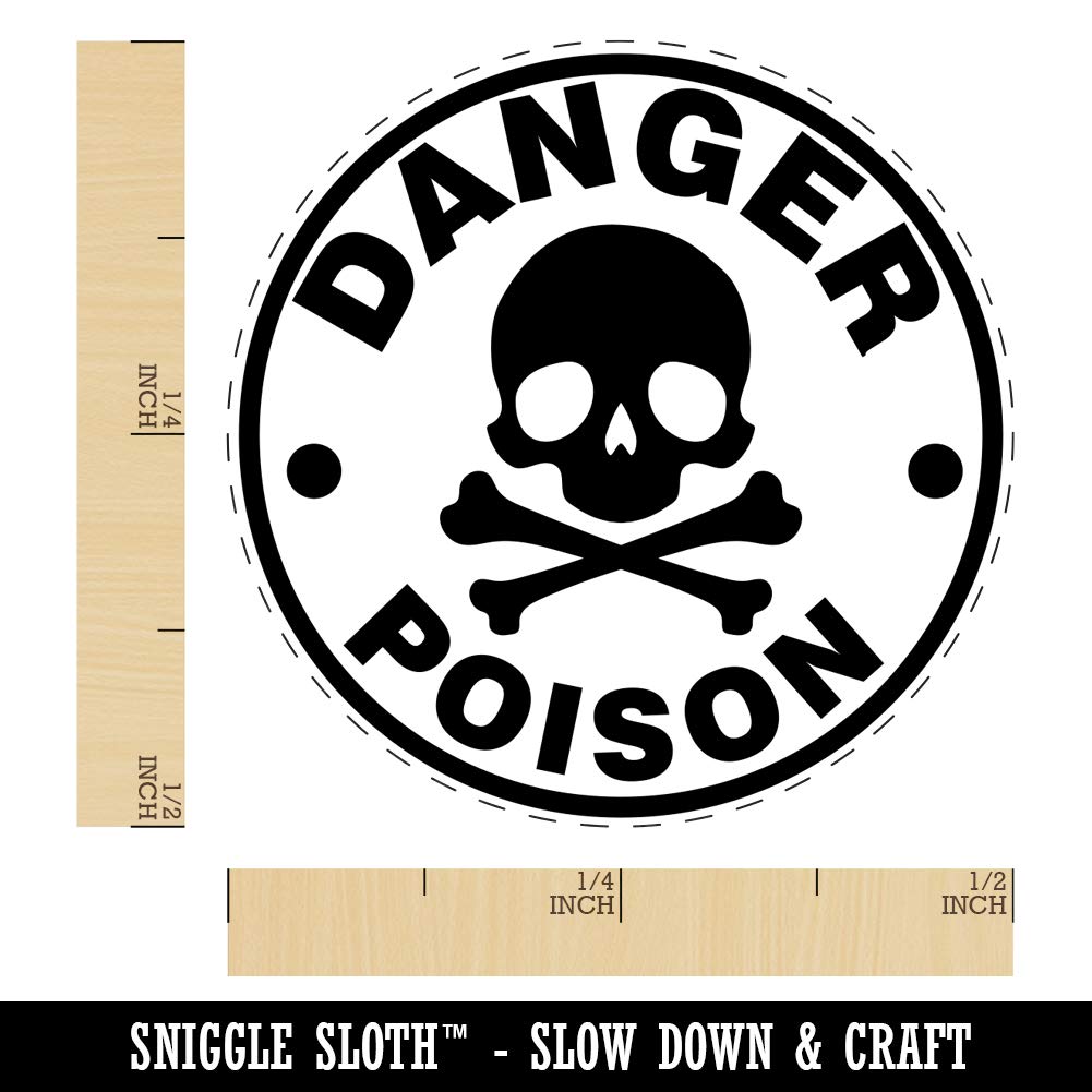 1/2 Inch Mini Danger Poison Skull & Crossbones Rubber Stamp - Perfect for DIY Crafts, Scrapbooking, Planner Decoration & Halloween Projects