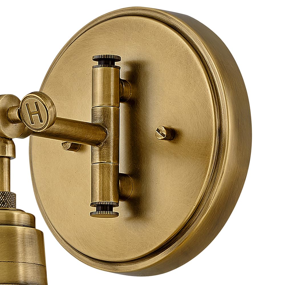 Hinkley Arti 3691HB-CL Adjustable Wall Sconce Light - Heritage Brass Finish with Clear Glass Shade - Single Pivot Point & On/Off Switch - Perfect for Bedroom, Hallway, or Entryway Lighting