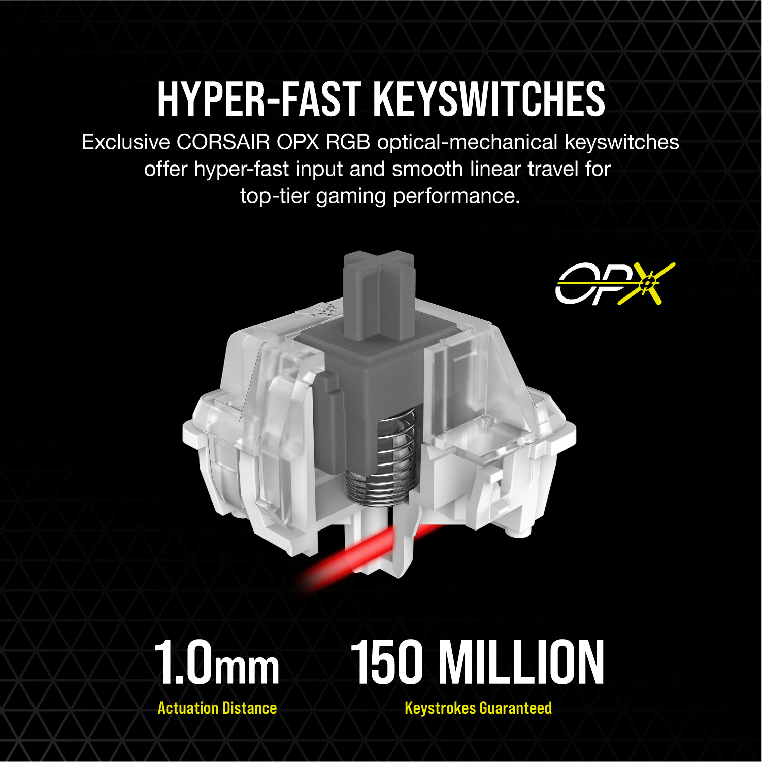 CORSAIR K100 RGB Optical-Mechanical Wired Gaming Keyboard with OPX Switch - Fast & Responsive for Competitive Gaming, Streaming & Esports