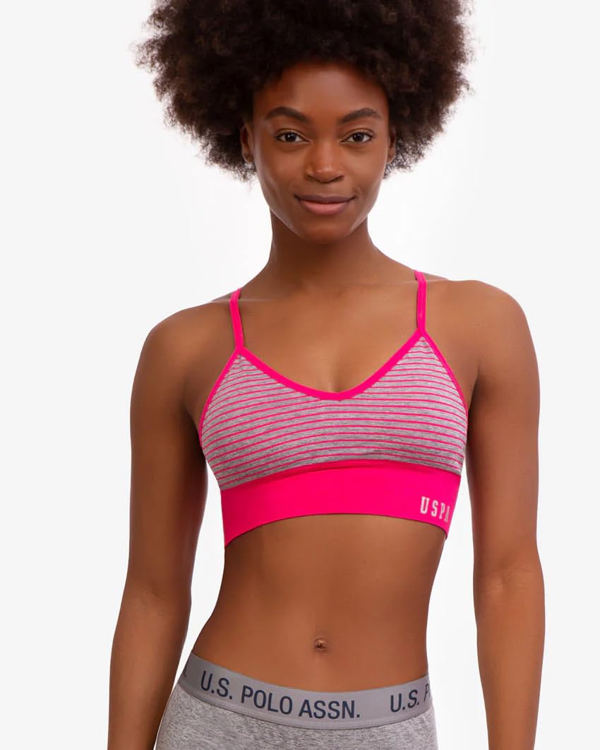 U.S. Polo Assn. Women's Wireless Sports Bras - Comfortable Supportive Yoga Workout Bras 3-Pack for Running, Gym & Active Lifestyle