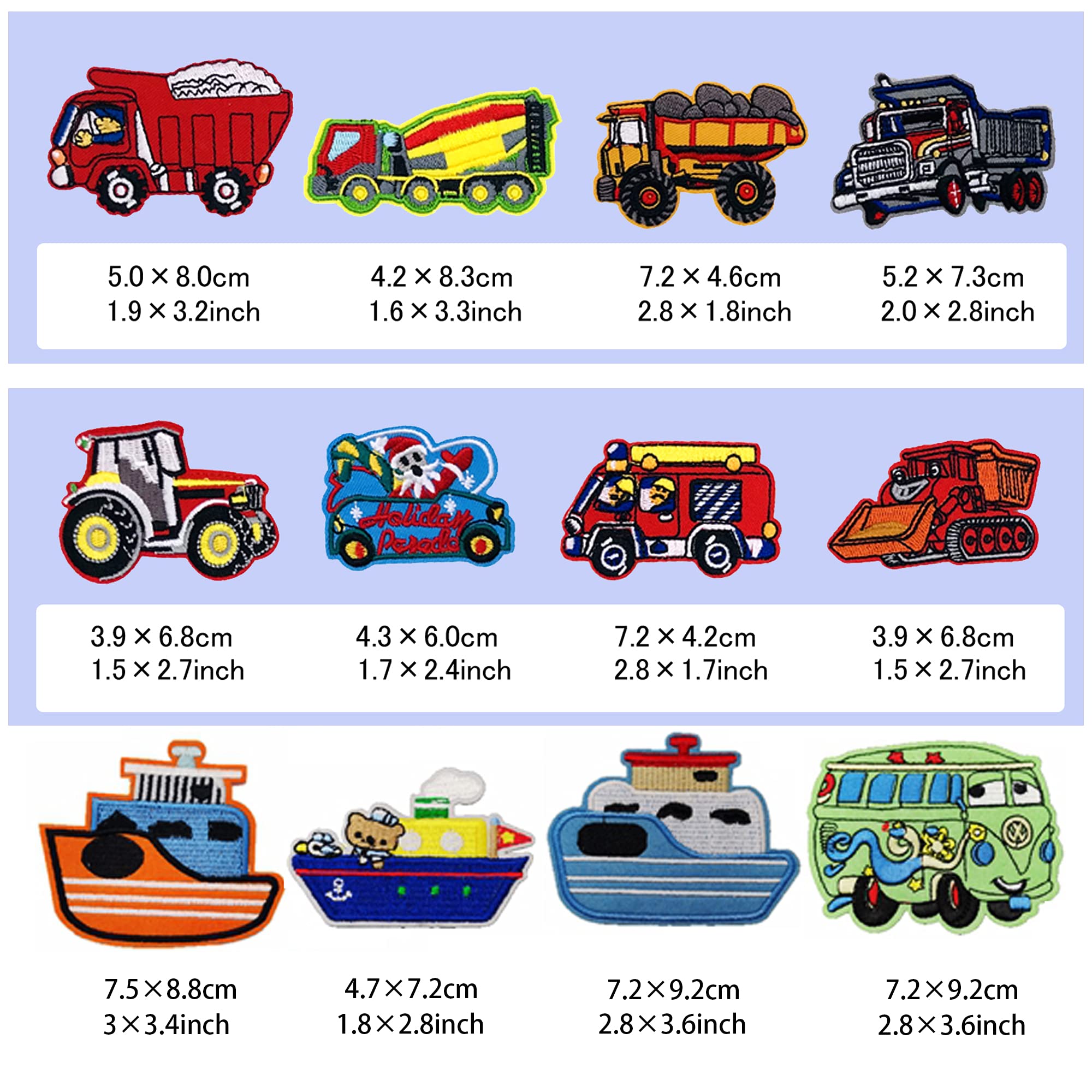 Woohome 40-Piece Iron-On & Sew-On Car Patches Set - Excavator, Racing Car, Fire Truck Designs for DIY Crafts, Clothing, Jeans, Jackets & Bags Repair | Perfect for Kids' Projects, Costumes & Customizing Backpacks