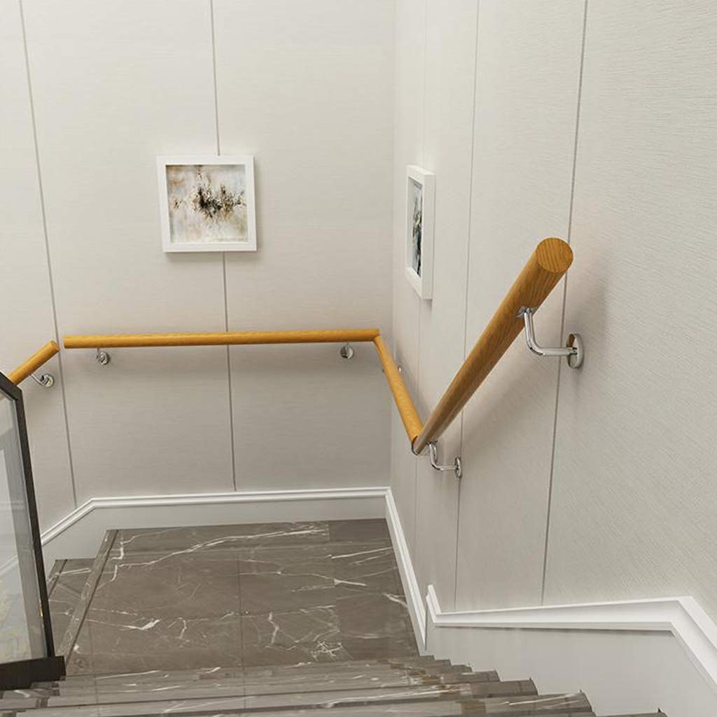 Stainless Steel Stair Handrail Kit - Wood Staircase Railing with Non-Slip Grip | Wall Mounted Safety Handrail for Indoor & Outdoor Use | Perfect for Lofts, Corridors, and Elderly Home Safety