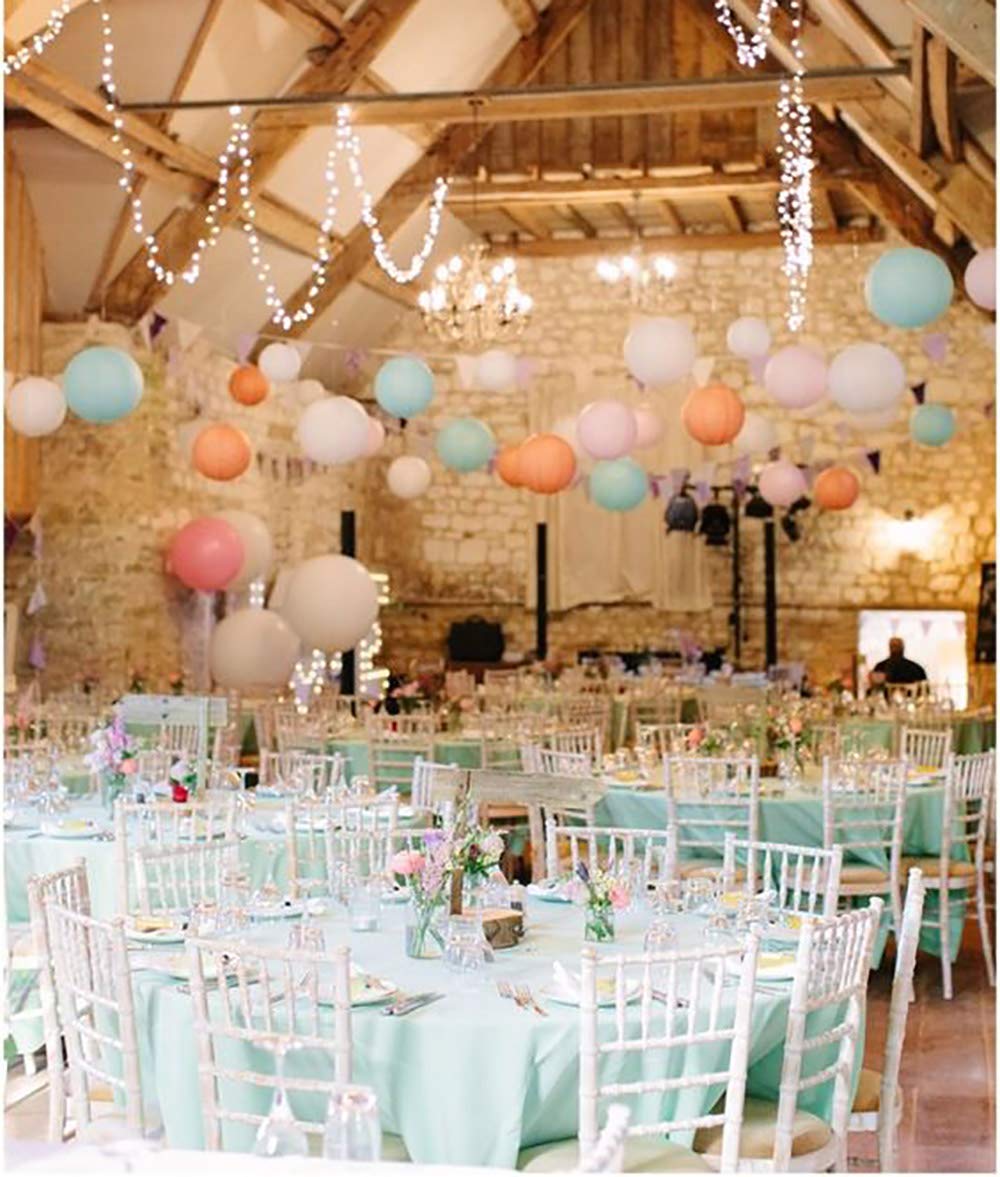 8inch Coral & Mint Green Paper Lanterns - 10Pcs for Birthday, Baby Shower, Bridal Shower, Wedding, Christening & Nursery Decor - Perfect for Party Room Decorations & Indoor Events