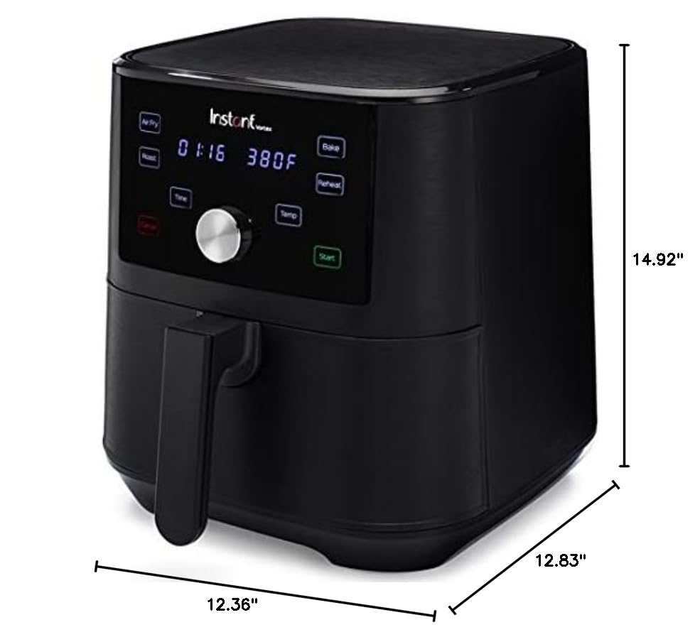 Instant Pot Vortex 6QT XL Air Fryer - 4-in-1 Multi-Cooker for Crisping, Roasting, Reheating & Baking | 100+ In-App Recipes | Dishwasher Safe | Perfect for Quick Family Meals, Healthy Cooking & Meal Prep | Black