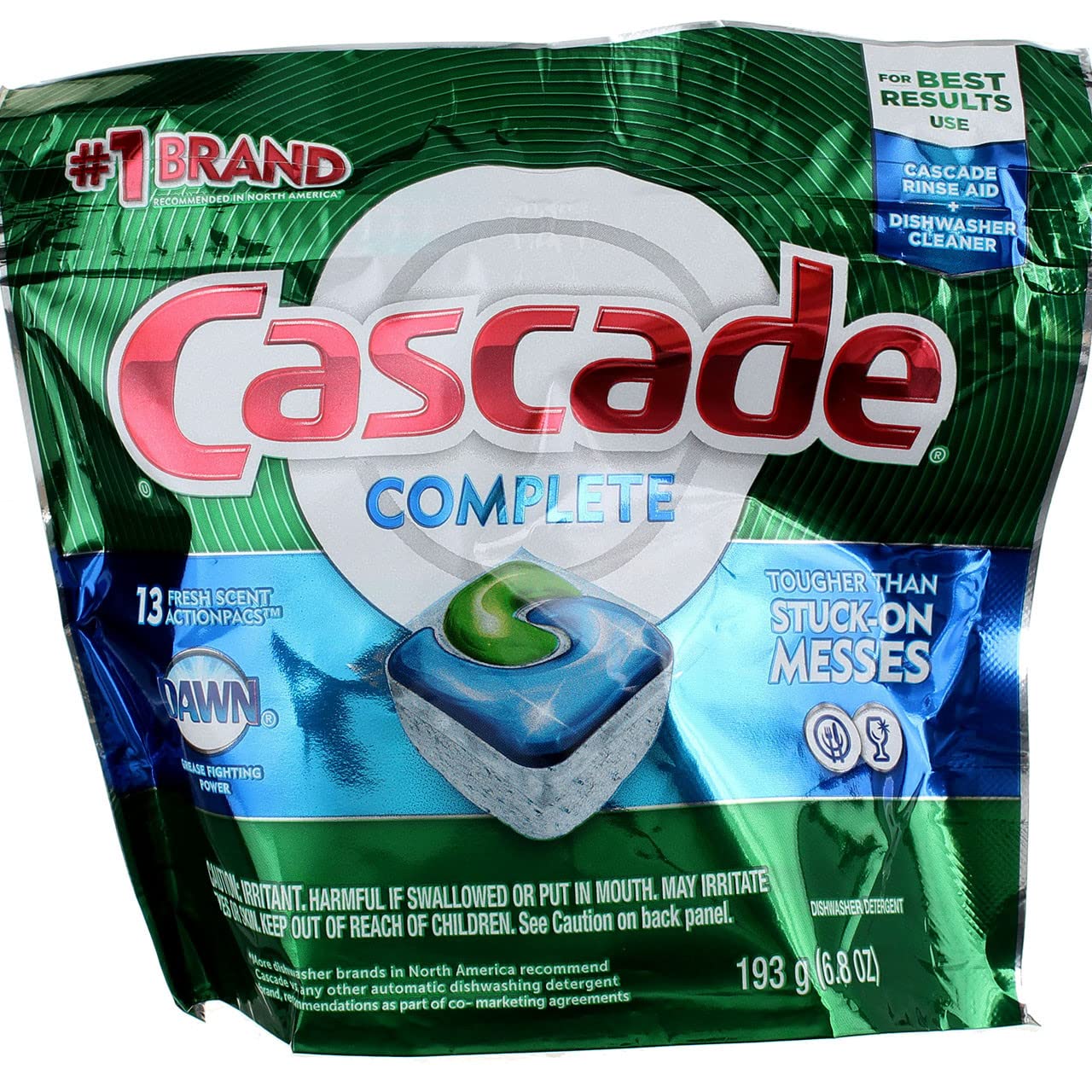 Cascade Complete Dishwasher Pods, 13 Count - Powerful Cleaning for Tough Stains | Perfect for Everyday Dishes, Pots & Pans