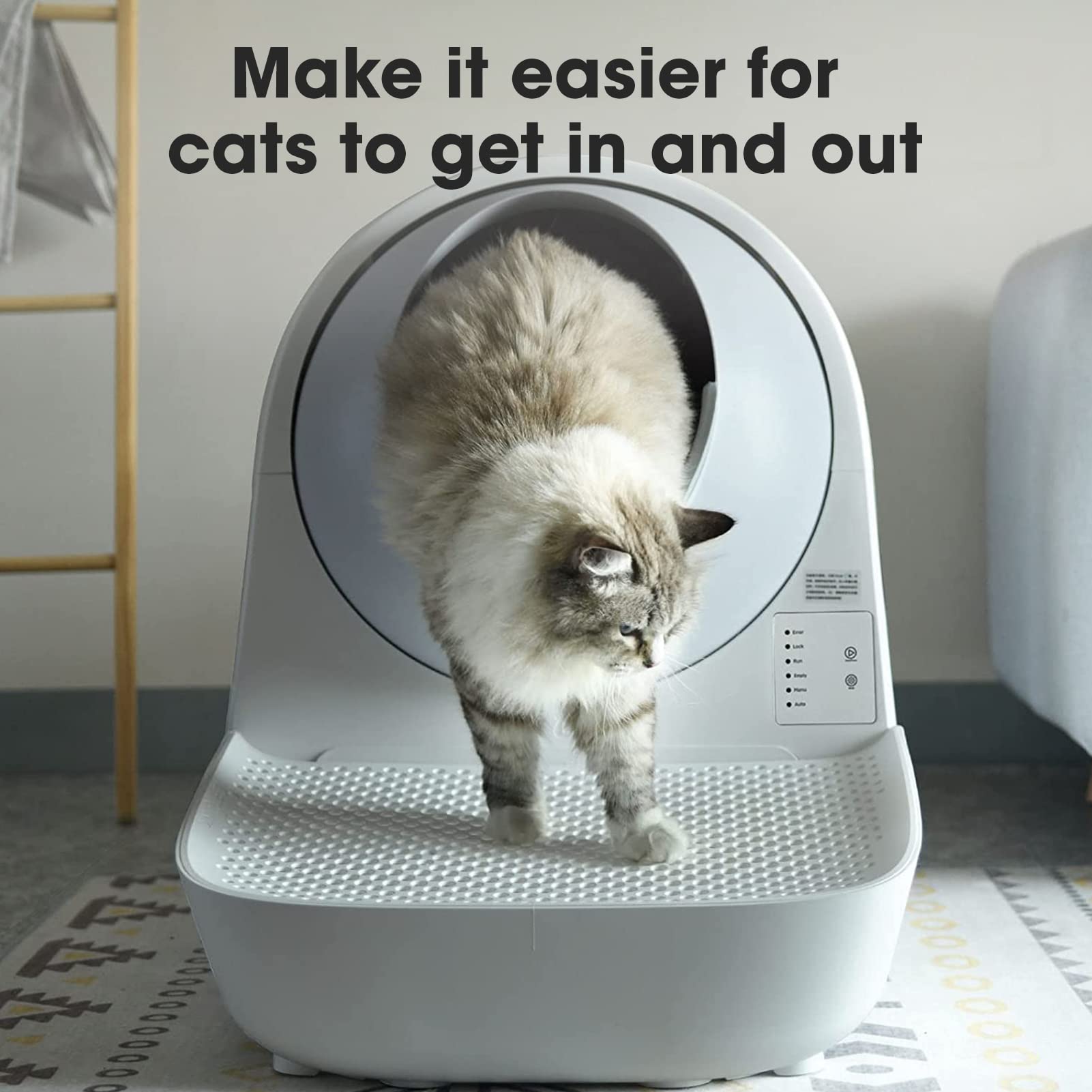 CATLINK Cat Litter Box Ramp - Universal Access Ramp for Elderly Cats, Kittens & Disabled Pets | Grey Non-Slip Entry Ramp | Reduces Tracking & Mess | Perfect for Self-Cleaning Litter Boxes | Ideal for Senior Cats, Recovering Pets & Multi-Cat Households