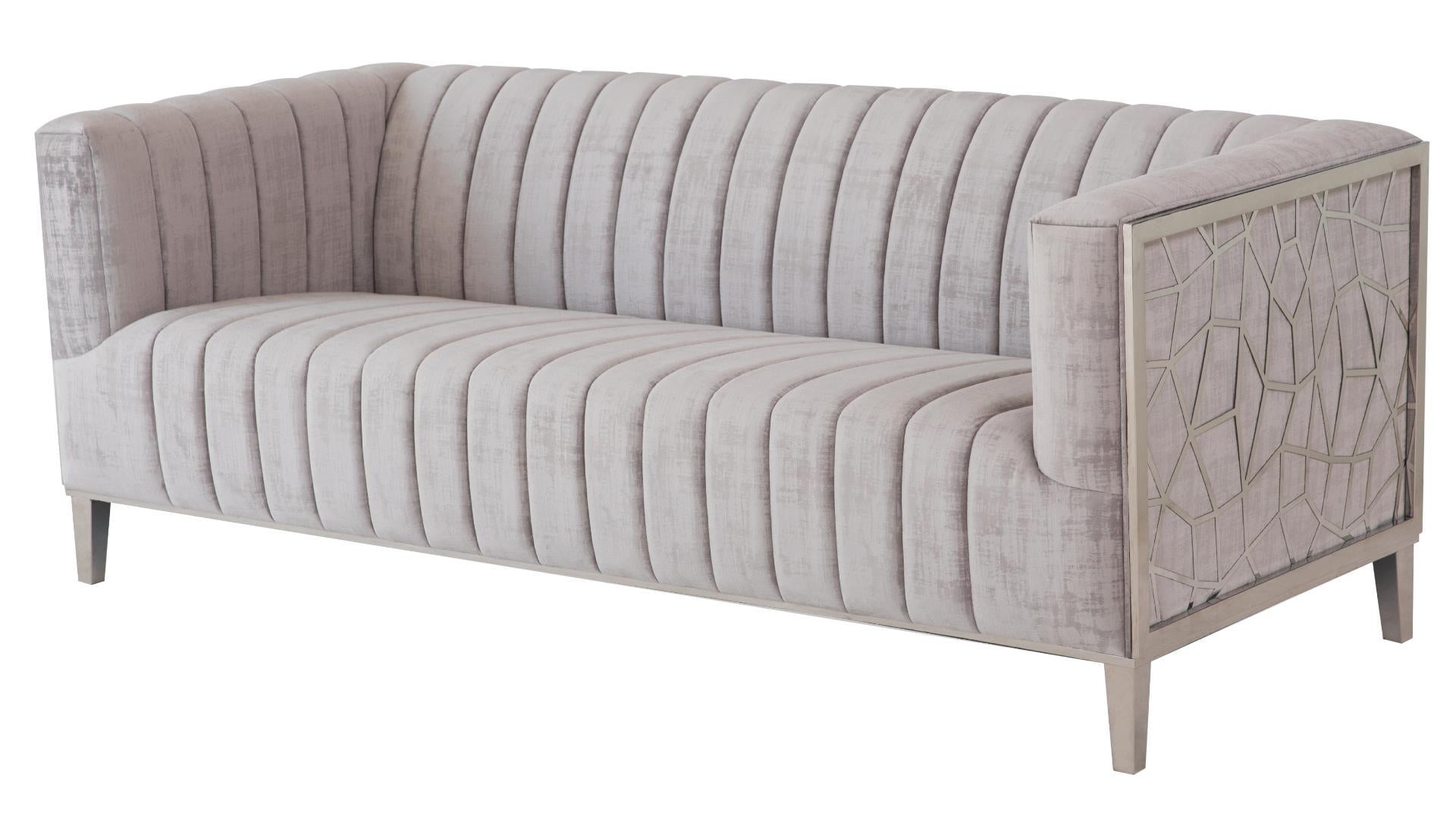 Ariel Silver Modern Living Room Furniture Set - 3-Piece Sofa & Loveseat with Ottoman for Small Spaces, Apartments, and Cozy Home Decor