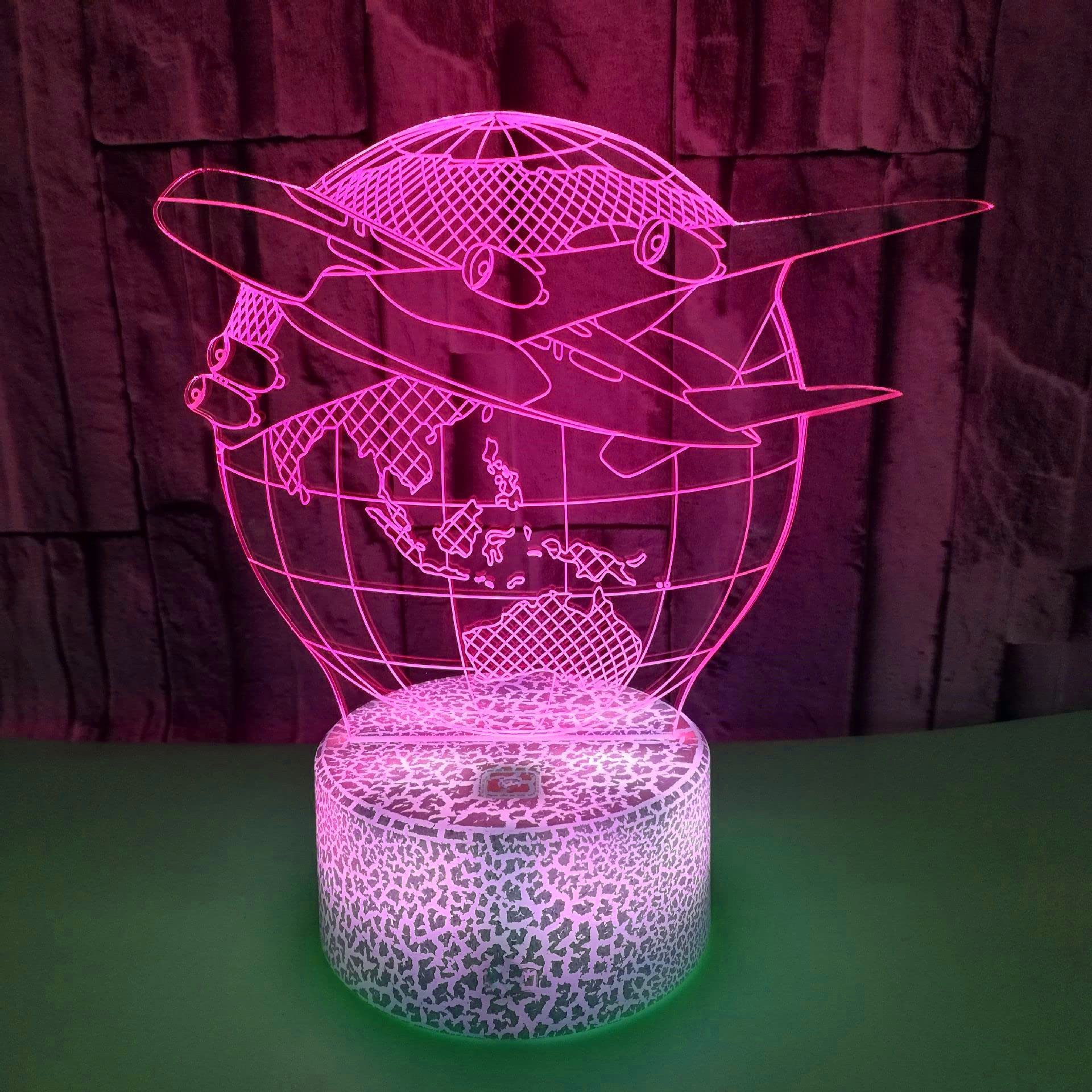 3D Illusion LED Night Light Lamp - 7 Color Changing, Touch Switch, USB Powered - Perfect for Bedroom, Kids Room, Office Desk Decoration - Unique Birthday Gift Idea for Boys, Girls, Adults
