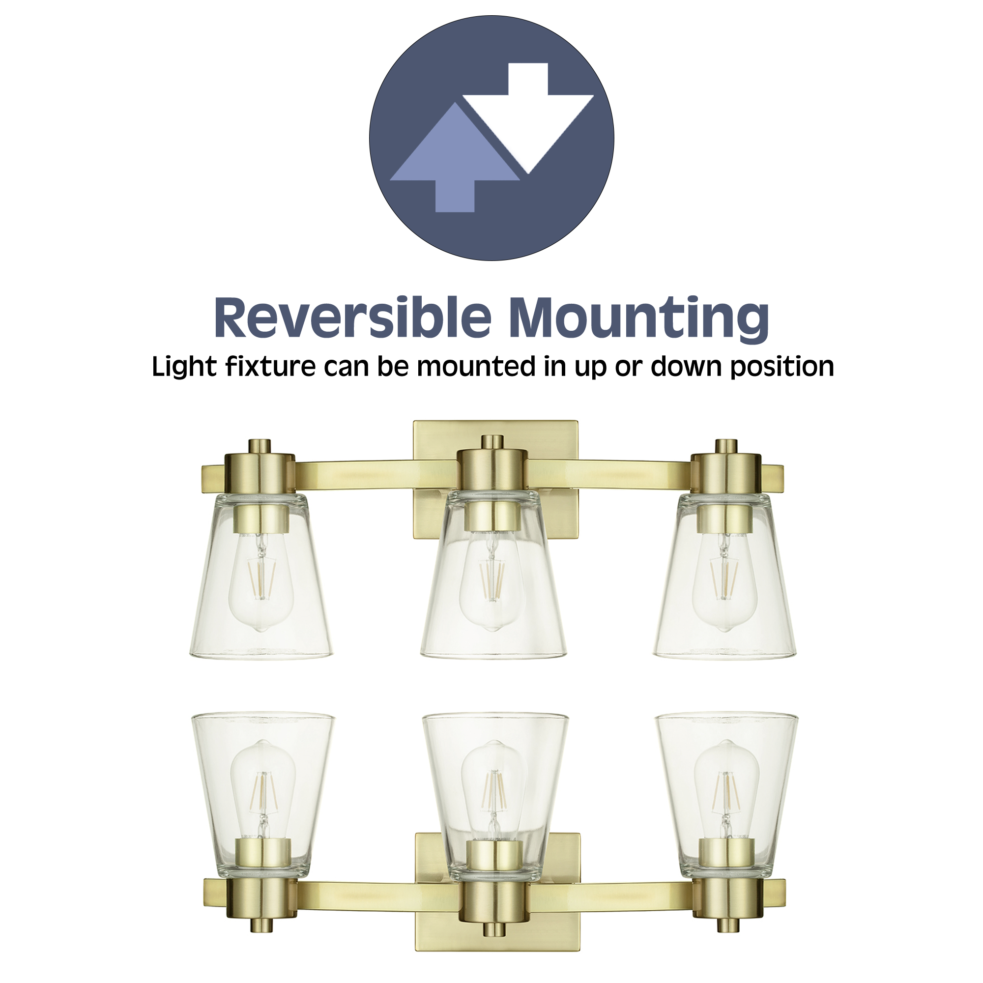 Fairendale 3-Light Vanity Light Fixture with Clear Glass Shades in Soft Gold Finish - Perfect for Bathroom, Bedroom, and Dressing Room Lighting