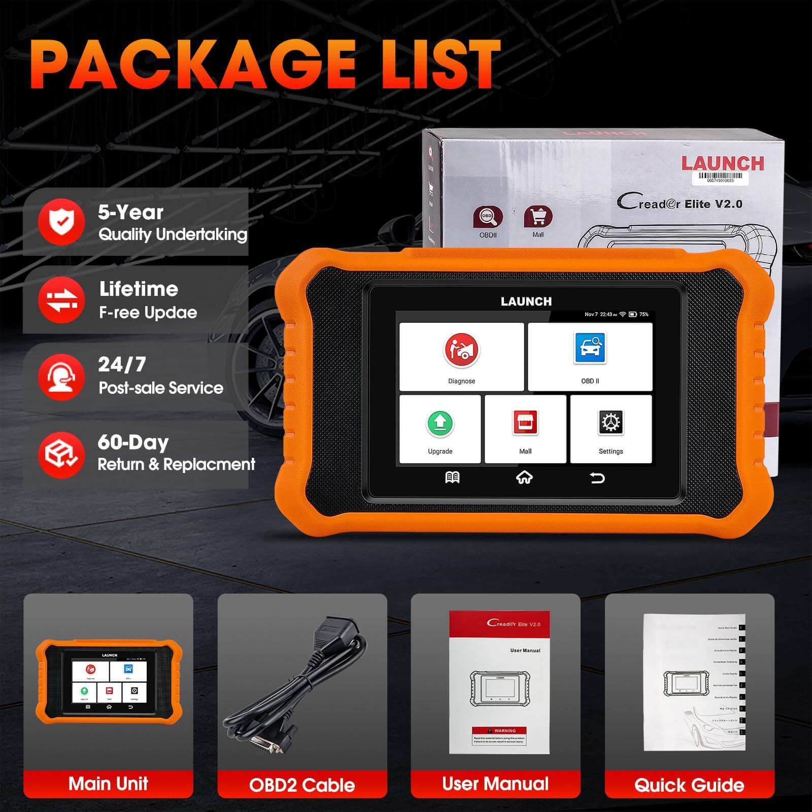 LAUNCH X431 Creader Elite 2.0 OBD2 Scanner for BMW - Professional Bi-Directional Diagnostic Tool with ABS, DPF & SRS Reset - Code Reader for BMW, MINI, Rolls Royce - Perfect for Mechanics & DIY Car Maintenance