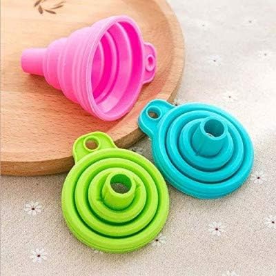 Collapsible Silicone Funnel for Water Bottles - Foldable Liquid & Powder Transfer Hopper (Multicolor, 1 Pack) - Perfect for Kitchen, Camping, and DIY Projects