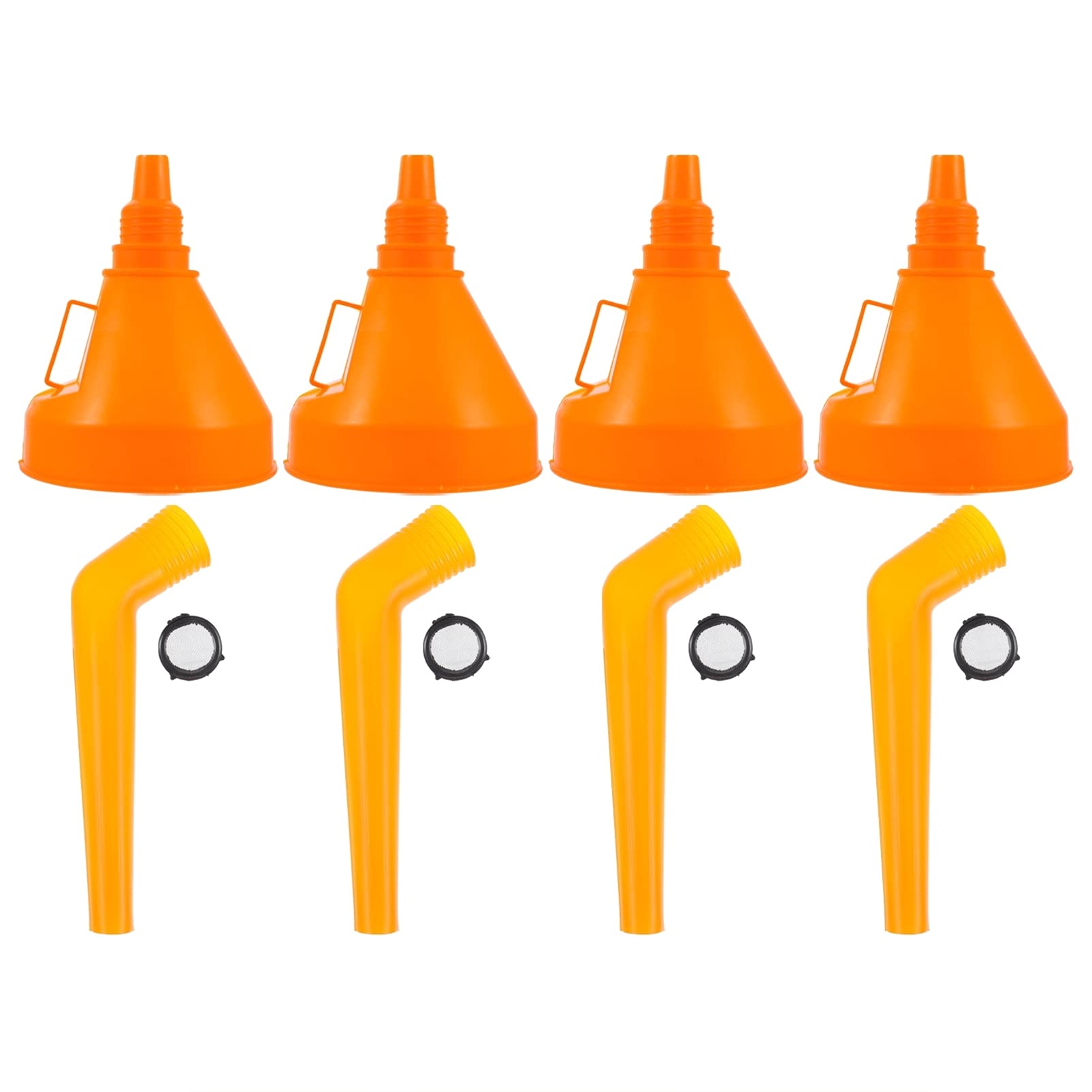 FAVOMOTO 4-Piece Plastic Oil Funnel Set with Long Neck, Wide Mouth & Flexible Extension Nozzle - for Cars, Motorcycles, Engine Oil, Diesel, Kerosene & Gasoline - Perfect for DIY Auto Maintenance & Fluid Transfer (Red)