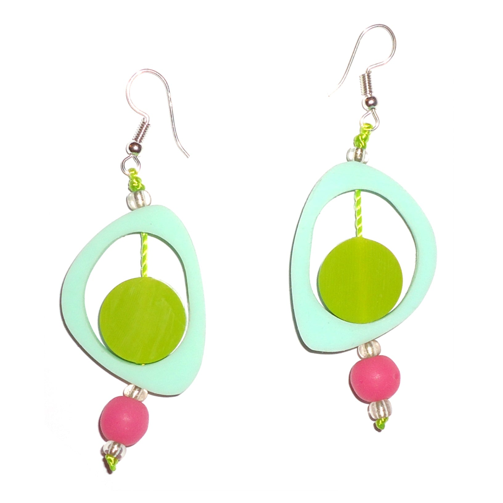 Handmade Ovoid Resin Earrings in Sea Green - Lightweight Dangle Earrings for Women, Perfect for Beach Vacations & Summer Outfits