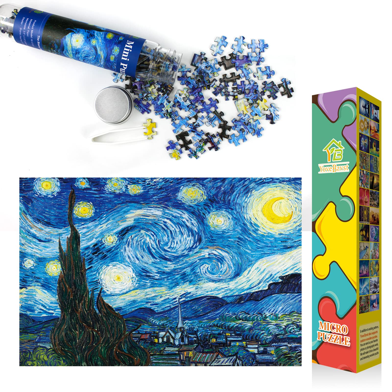 150-Piece Mini Jigsaw Puzzles for Adults - Challenging Micro Puzzle Set (6x4in) - Starry Night Van Gogh Art - Perfect for Home Decor, Stress Relief & Family Game Night