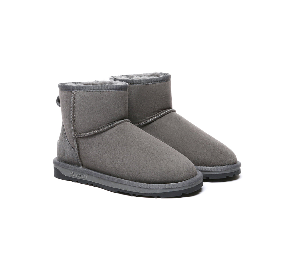 UGG EVERAU® Classic Mini Ankle Boots - Genuine Double Faced Sheepskin & Wool Lined Winter Boots for Women | Warm Comfortable Indoor/Outdoor Shoes for Snow, Casual Wear & Cold Weather