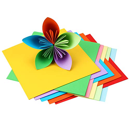Premium Origami Paper 500 Sheets - 10 Vibrant Double-Sided Colors for DIY Arts & Crafts Projects - Perfect for Kids, Classroom Activities, Gift Wrapping & Japanese Paper Folding Art
