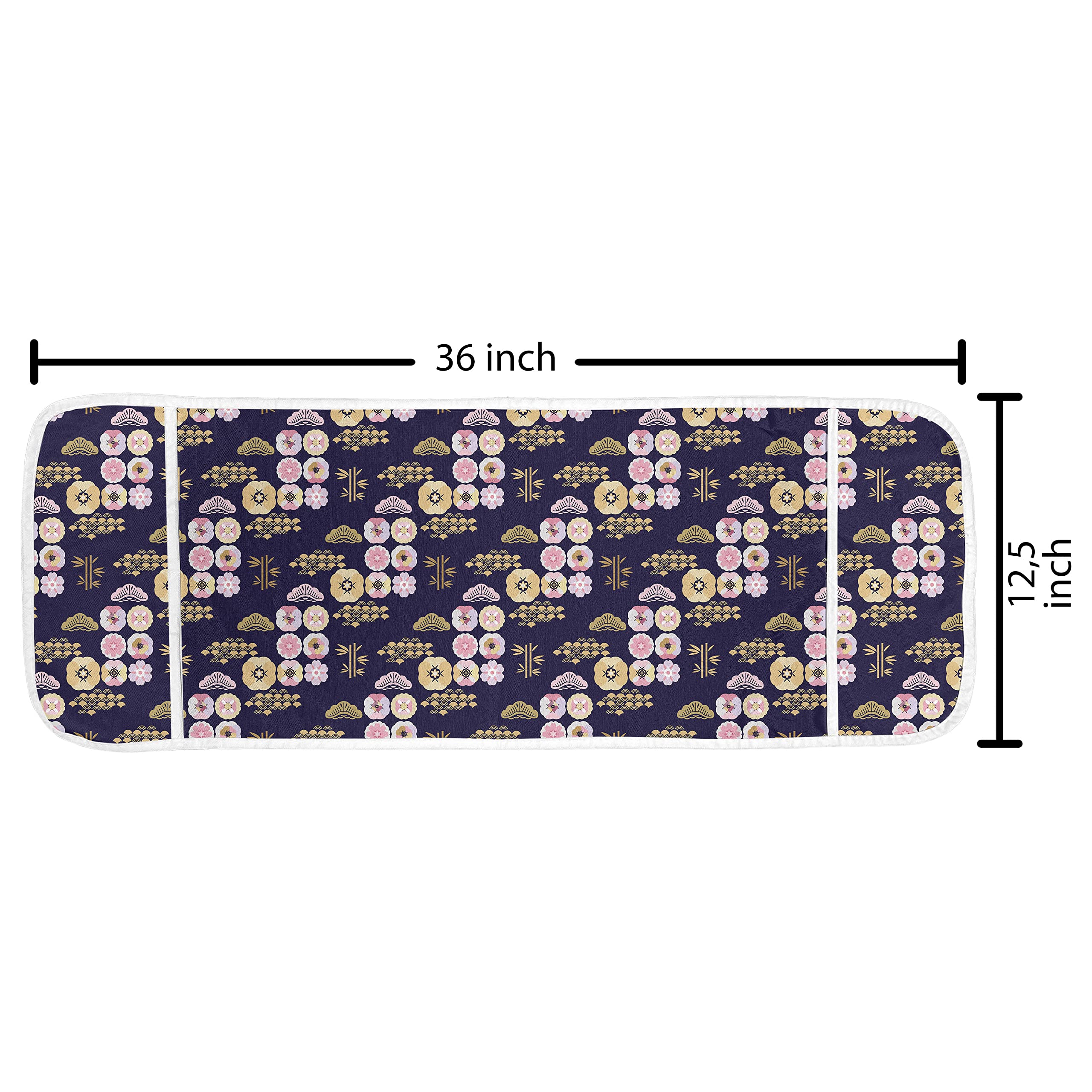 Ambesonne Japanese Art Microwave Oven Cover - Sakura Flowers, Clouds & Waves Print, Water Resistant Kitchen Organizer with Pockets, 36