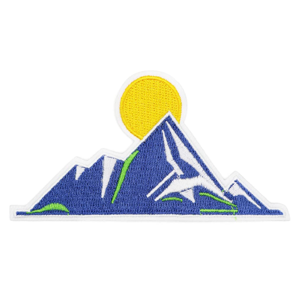 MUNAN Mountain Embroidered Iron On Patch - Sew On Applique Badge for Jackets, Hats, Backpacks & DIY Crafts - Outdoor Adventure & Camping Style Accessory