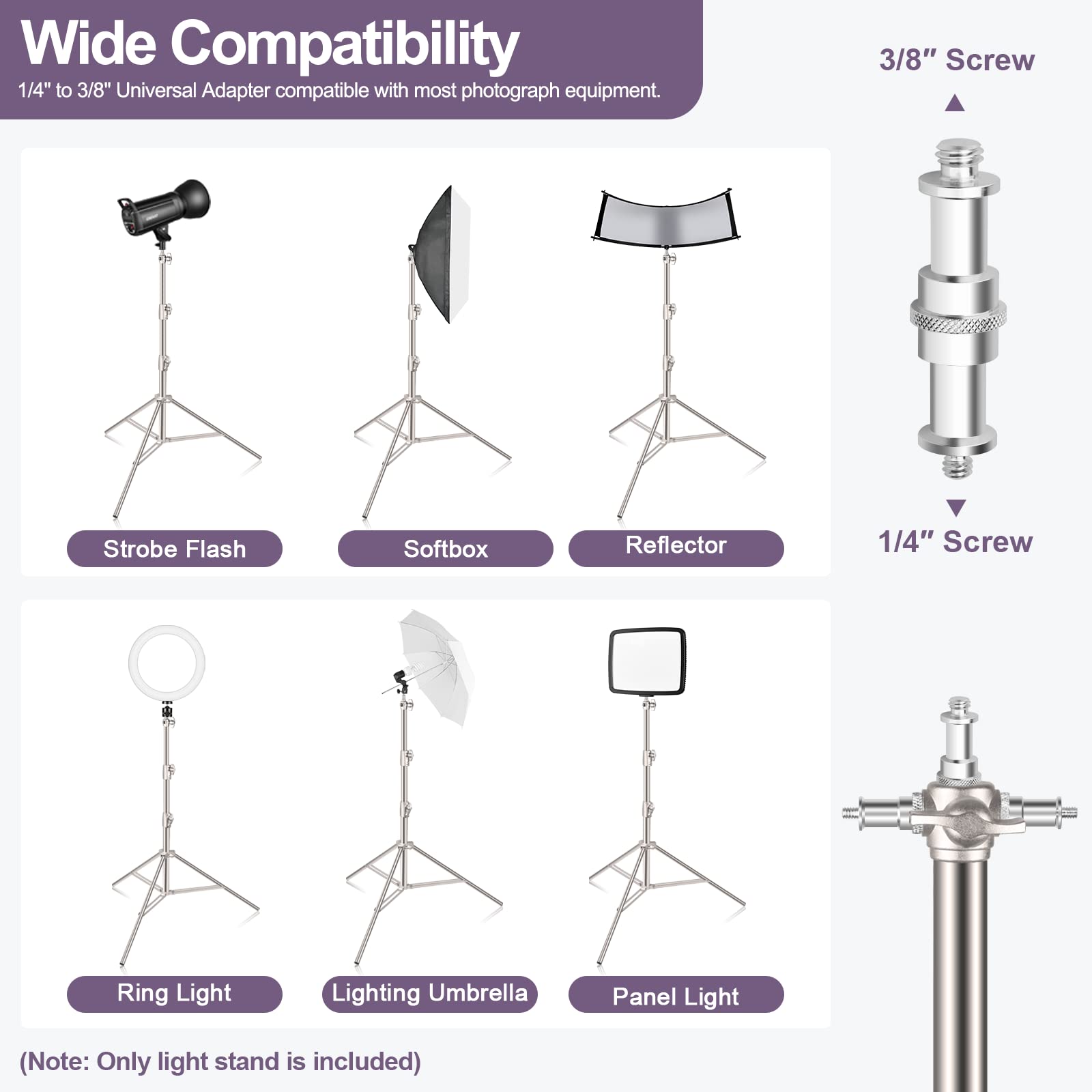 EMART 9.2ft/2.8m Professional Stainless Steel Light Stand with Spring Cushion - Heavy Duty Photography Tripod with 1/4