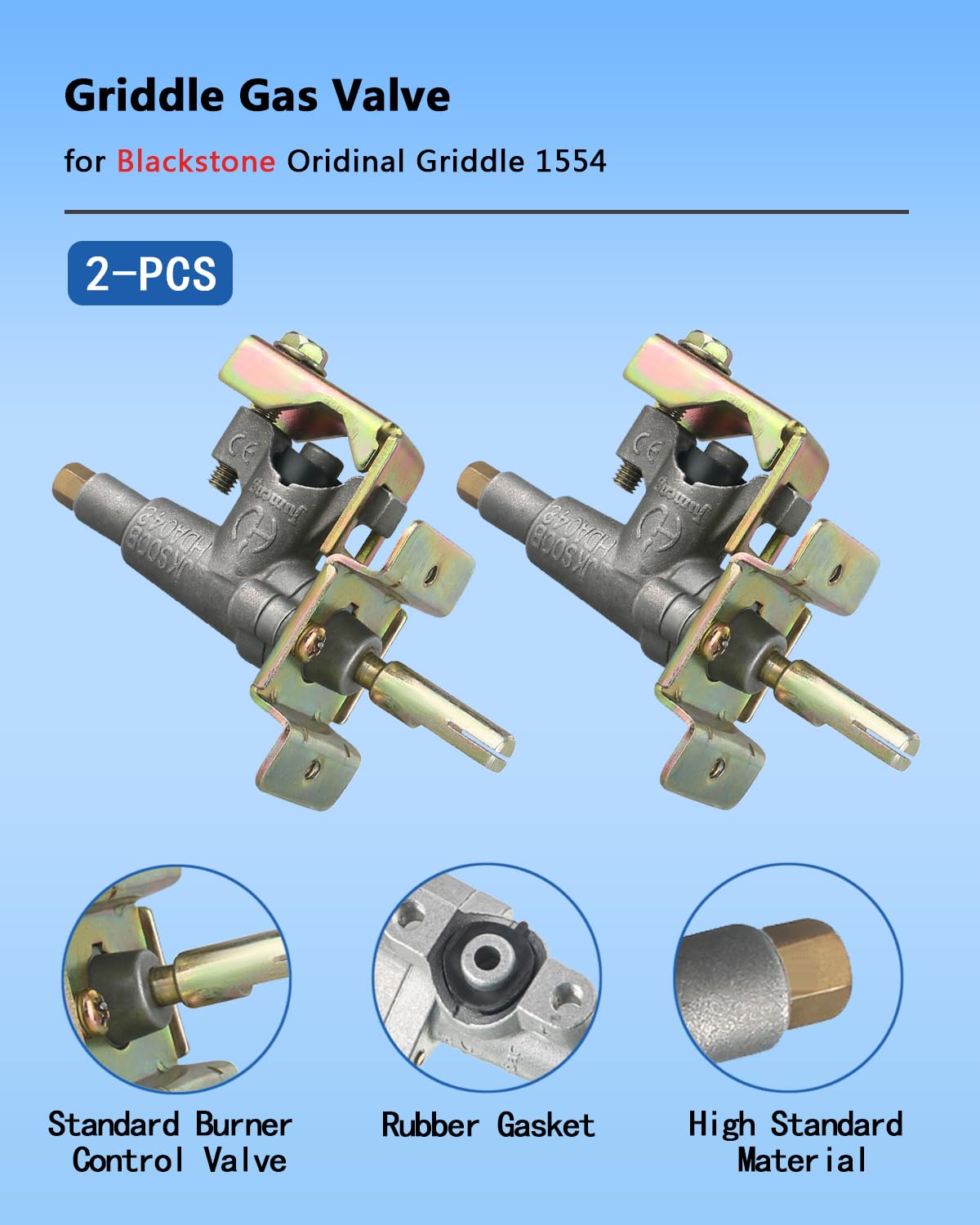 Blackstone 36 Gas Grill Griddle Replacement Burner Valve (2-Pack) - Compatible with Blackstone 1554 Model - Perfect for Outdoor Cooking & Backyard BBQs