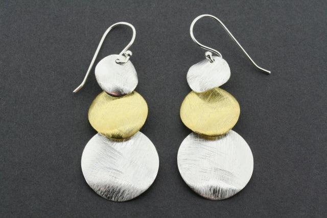 Gold Plated & Silver 3 Circle Drop Earrings for Women - Elegant Dangle Hoop Earrings for Party, Wedding & Everyday Wear