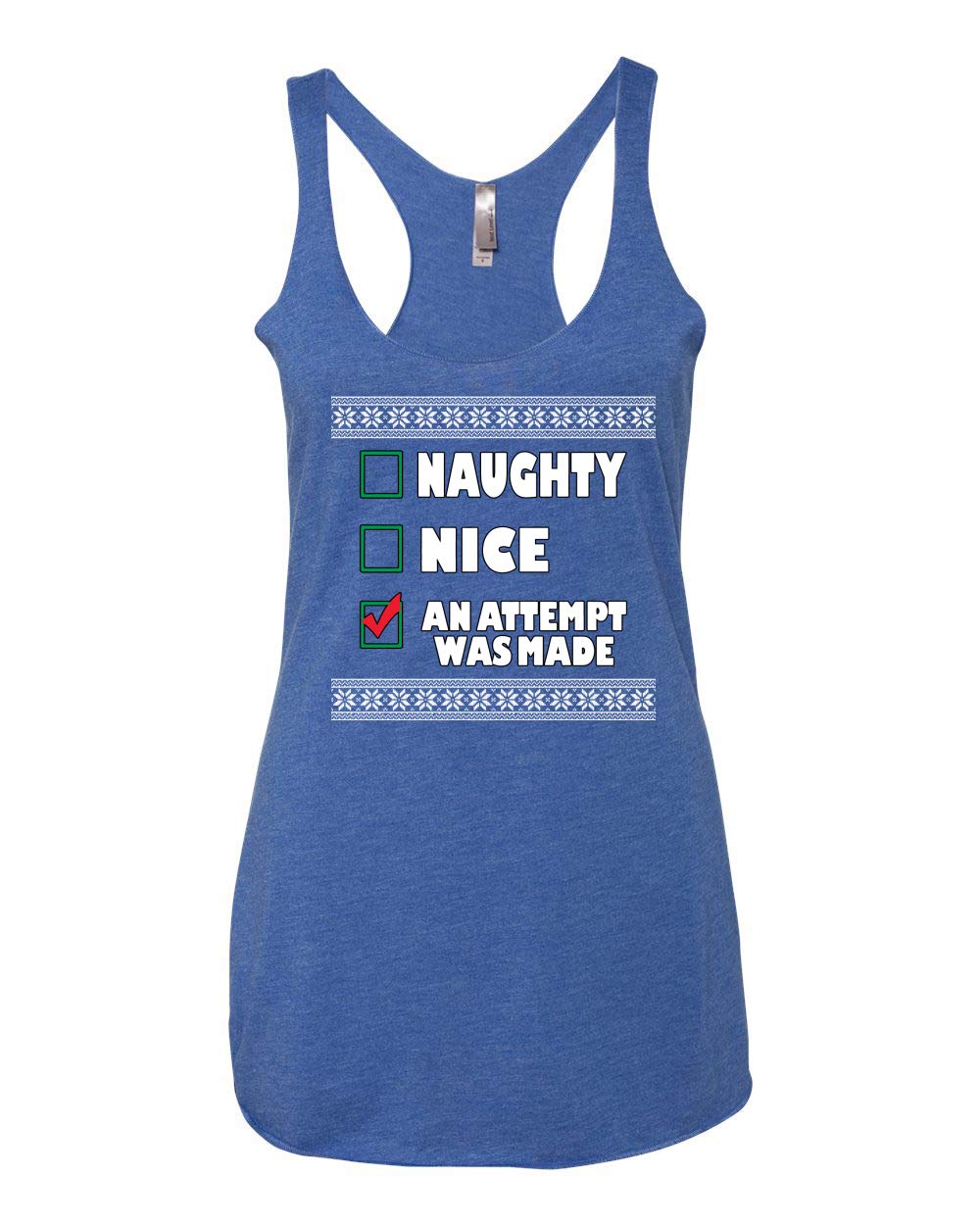 Funny Naughty an Attempt was Made Christmas Tri-Blend Racerback Tank Top - Perfect for Holiday Parties & Festive Family Gatherings