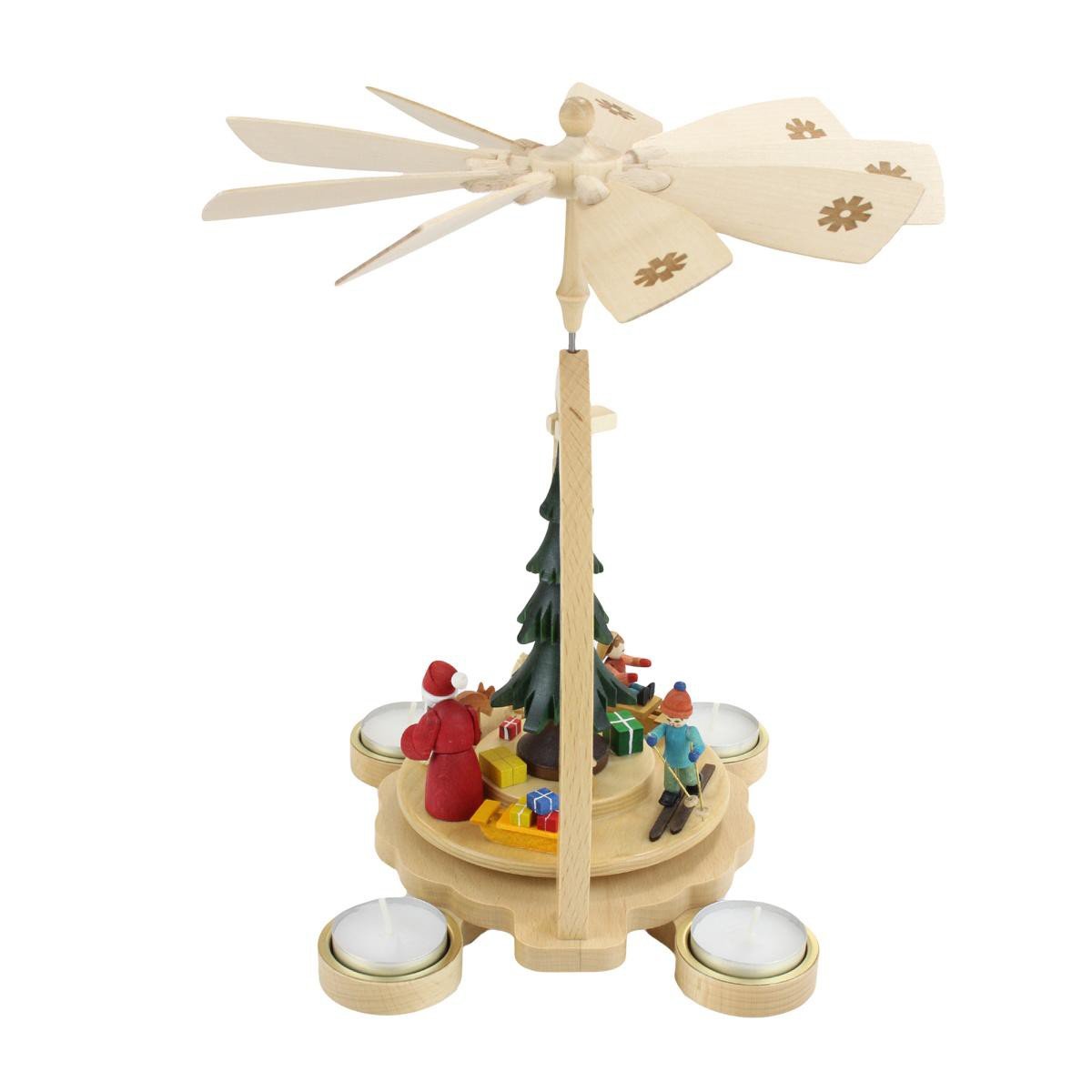 1-Tier Pyramid Christmas Tree Candle Holder for Tea Lights - 27cm/10.7in Forest Green - Perfect for Holiday Table Decor & Winter Centerpieces