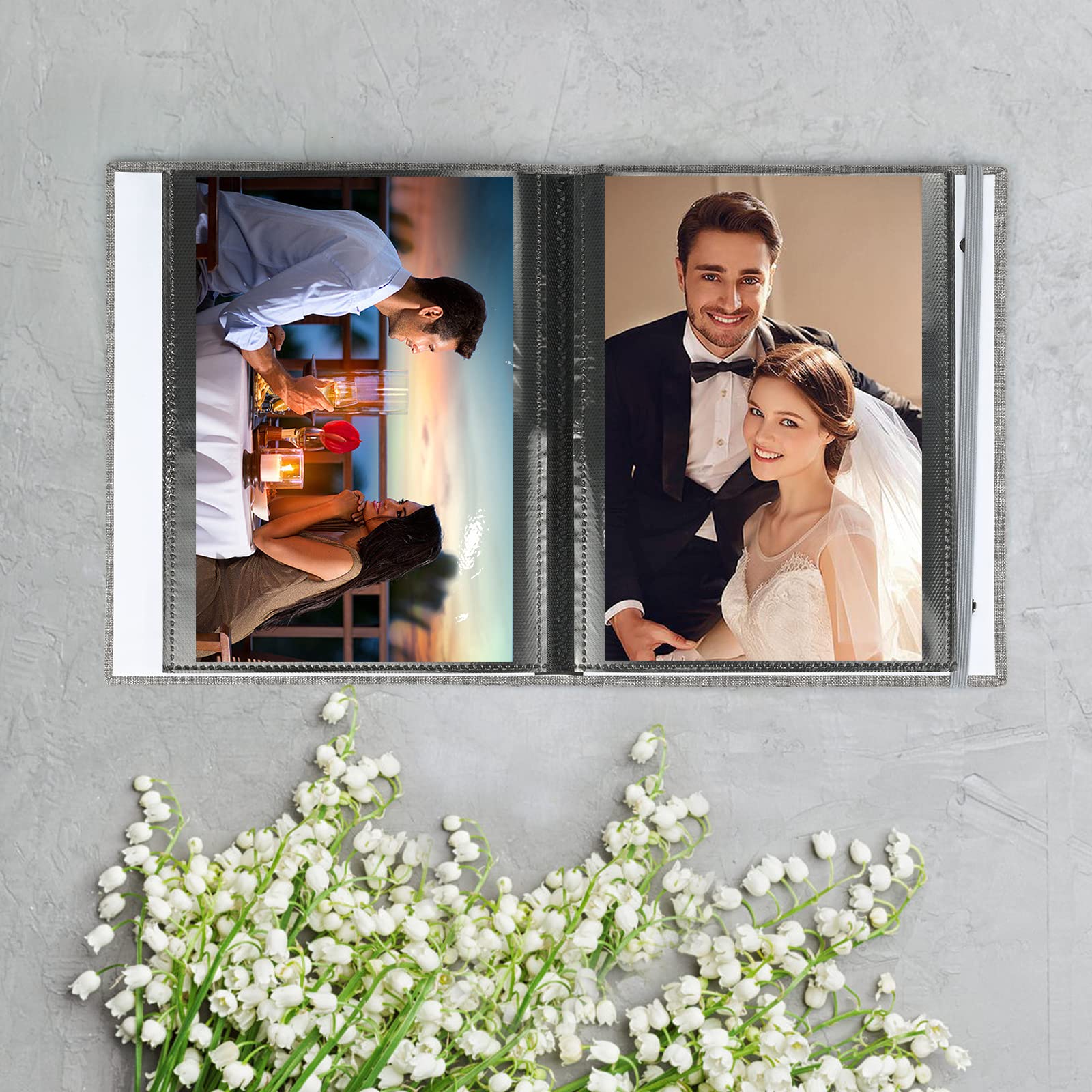 Premium Linen Photo Album 7x5 Inches (13x18cm) - 2 Pack, Mini Black Slip-In Pockets Holds 52 Photos, 26 Pages - Perfect for Baby, Wedding & Family Memories | Compact & Elegant for Home Décor, Gifts & Scrapbooking