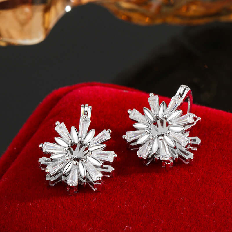 Petite Snowflake Leverback Stud Earrings for Women - Dainty Winter Jewelry Gift - A6173 | Perfect for Christmas, Holiday Parties & Winter Weddings
