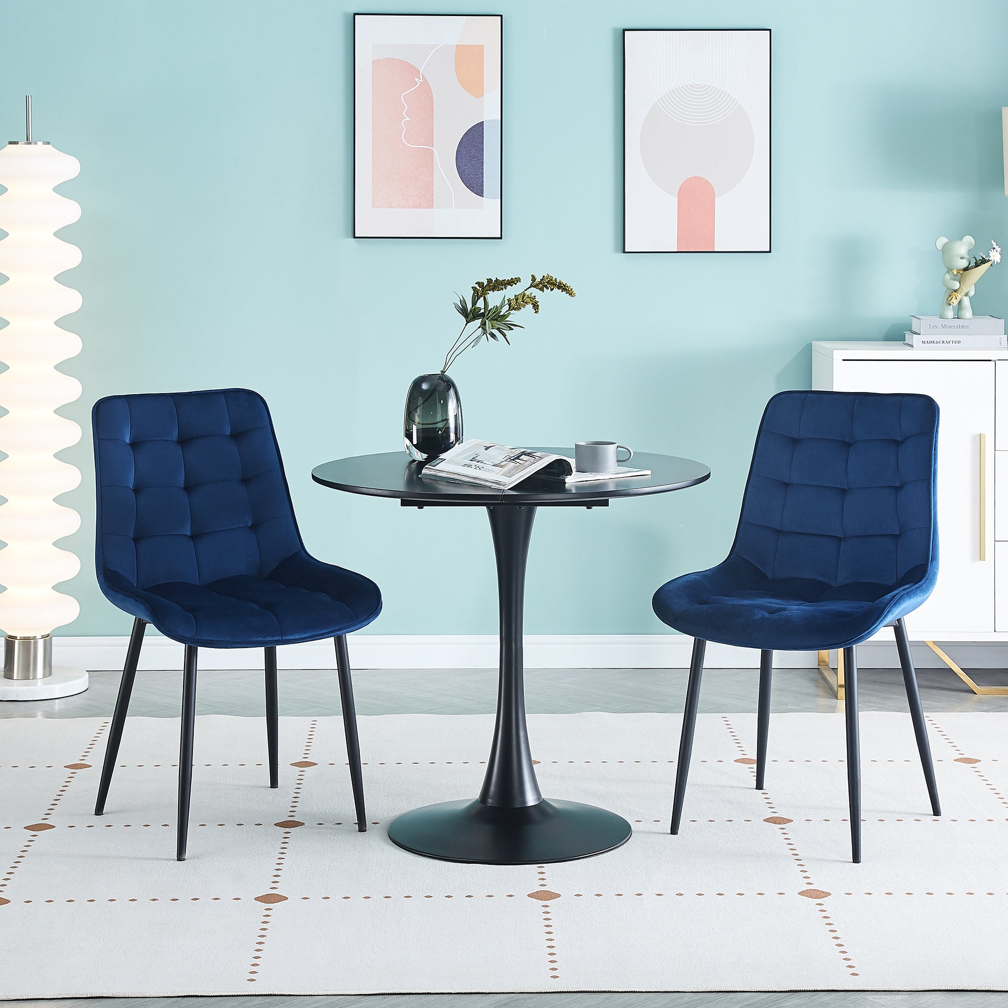 Modern Blue Dining Chairs Set of 2 - Contemporary Style with Advanced Technology - Perfect for Restaurants, Cafes, Bars, Offices & Living Rooms - Easy Assembly & Sturdy Design - Ideal for Home Dining & Commercial Spaces
