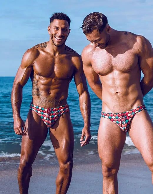 2Eros Retro Red Print Swim Brief V10 - Stylish Men's Swimwear for Beach, Pool & Summer Vacations | Comfortable & Fashionable Swim Trunks for Swimming, Surfing & Water Sports