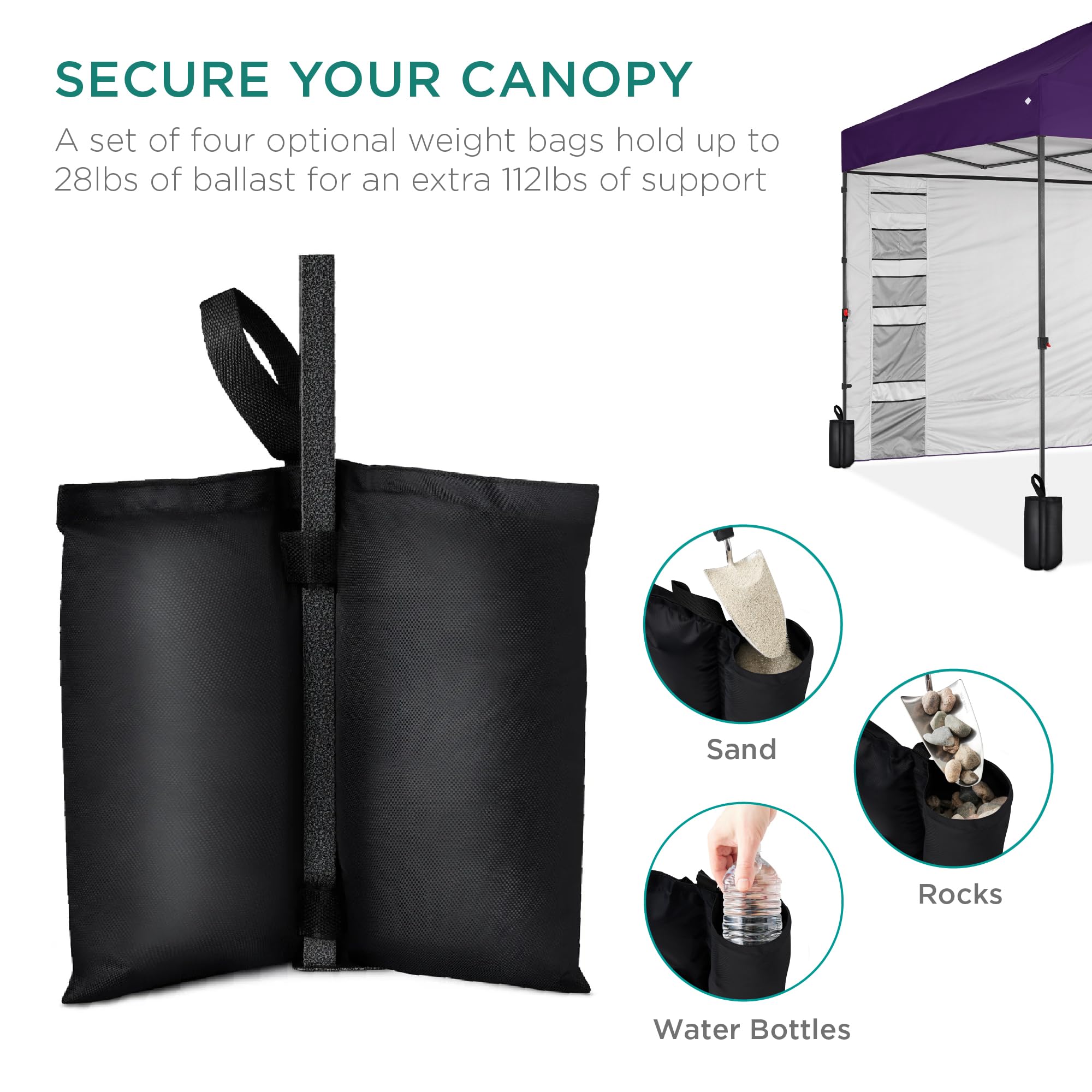 Best Choice Products 10x10ft Instant Pop Up Canopy Tent with Side Walls - 10 Storage Pockets, Portable Carry Bag, 1-Button Quick Setup, 4 Sand Weight Bags - Amethyst Purple for Outdoor Events, Camping, Beach & Backyard Parties
