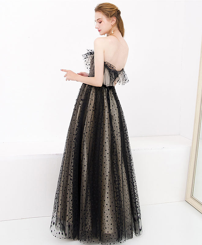 Elegant Black Tulle Long Prom Dress & Evening Gown for Women - Perfect for Formal Dances, Weddings, and Special Occasions