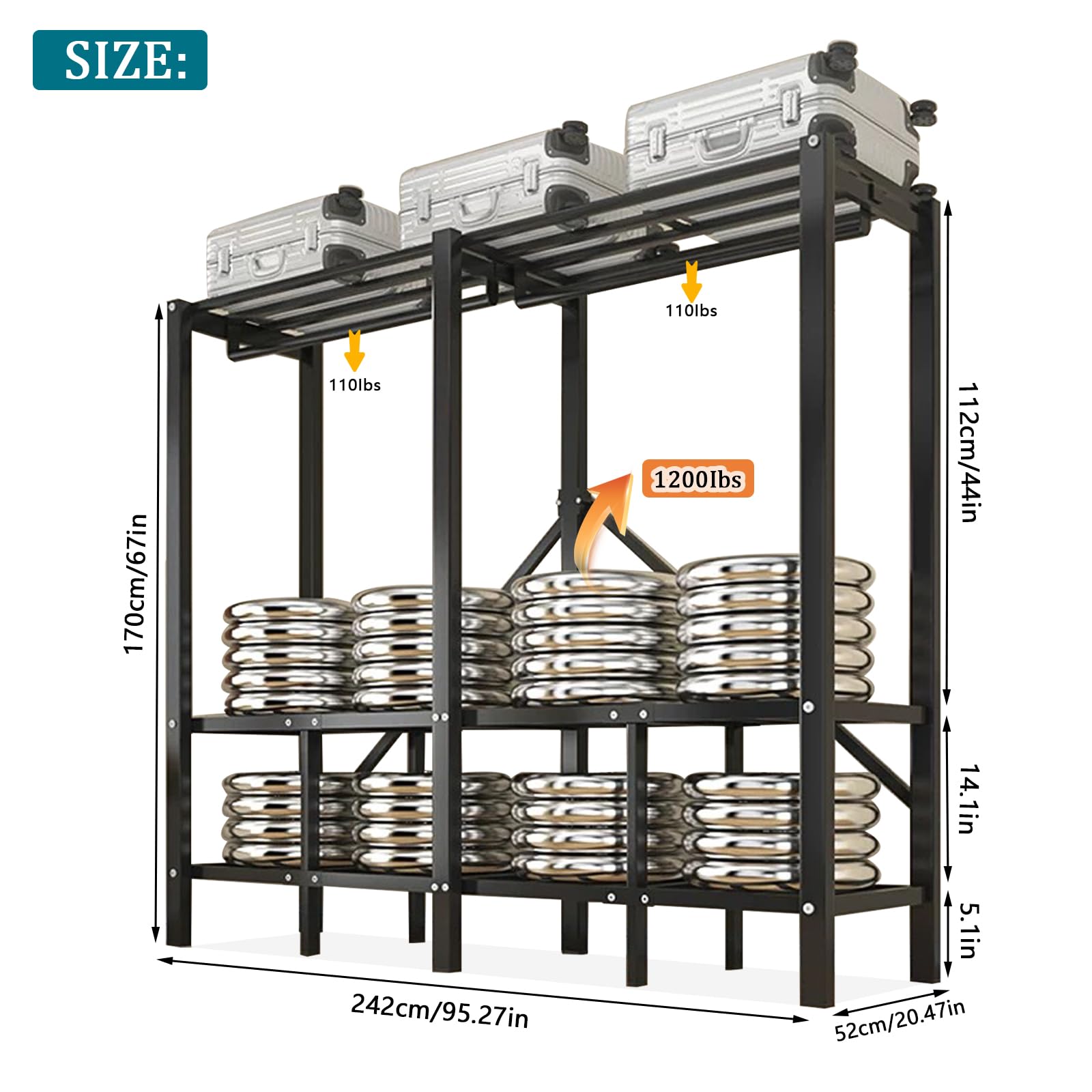 Heavy Duty Metal Clothing Rack with Cover - Foldable Freestanding Garment Rack with 2 Hanging Rods, Portable Wardrobe Closet (49.2in) for Home, Office, Store Display & Closet Organization