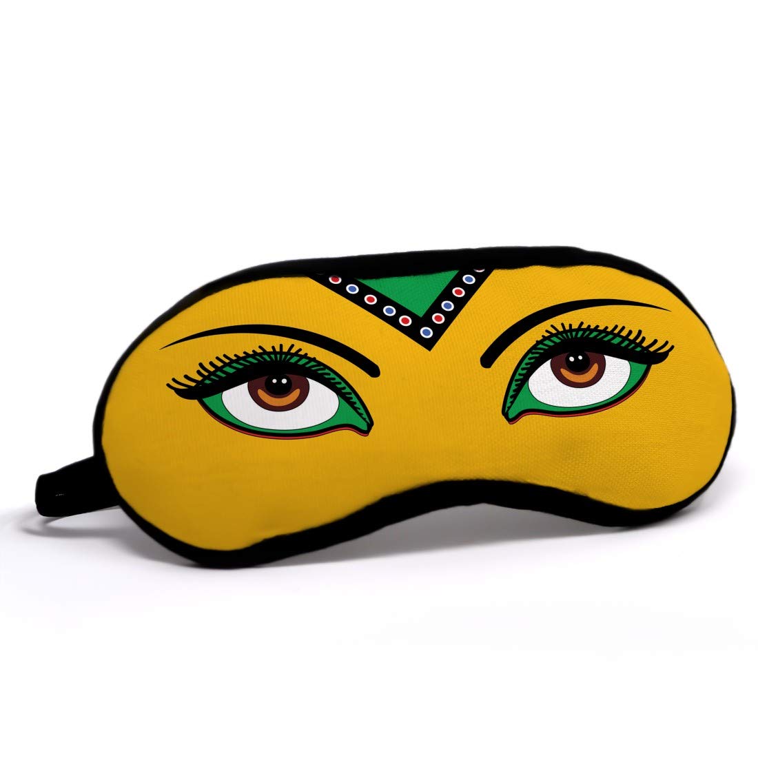 Indigifts Printed Sleep Mask for Women & Men - Soft & Comfortable 7.8X3.3 Inch Eye Mask for Deep Sleep, Travel & Relaxation - Beautiful Yellow Design